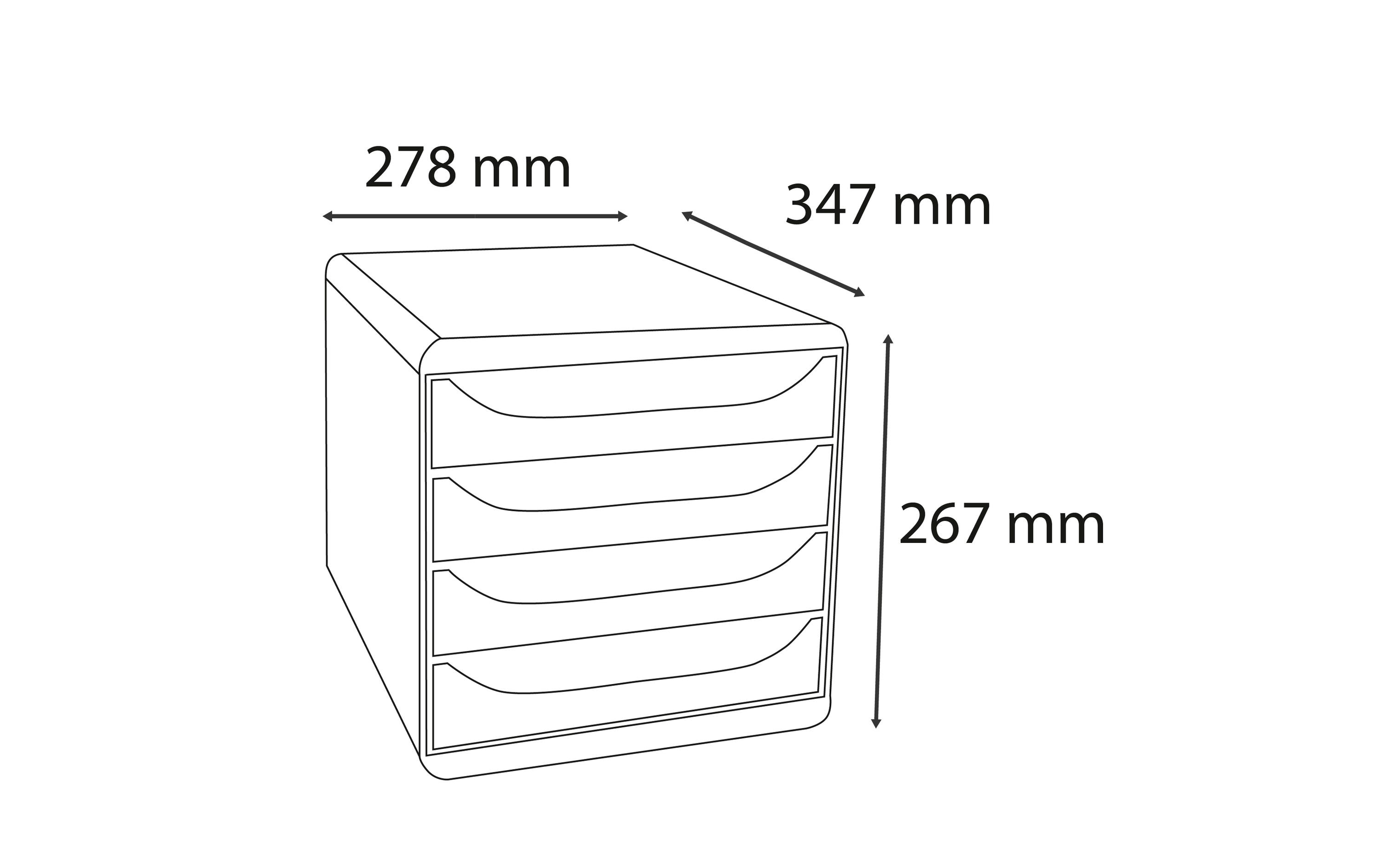 Exacompta Schubladenbox Big Box Skandi, 4 Schubladen, Pazifikblau