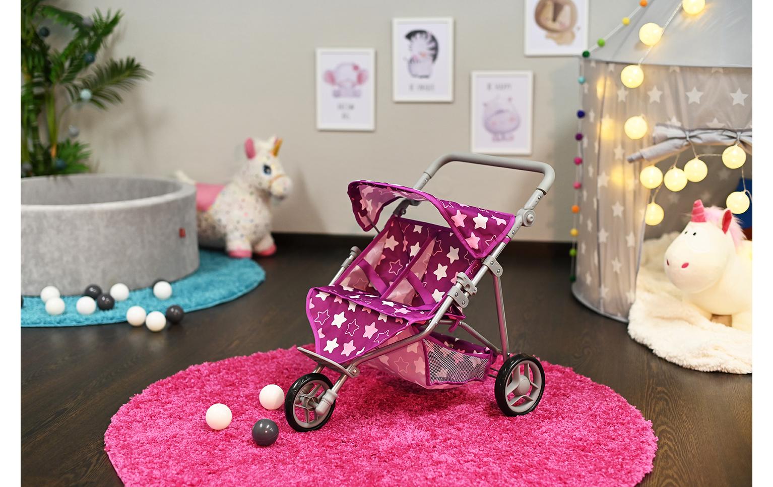 Knorrtoys Zwillingspuppenwagen Star Dark Pink