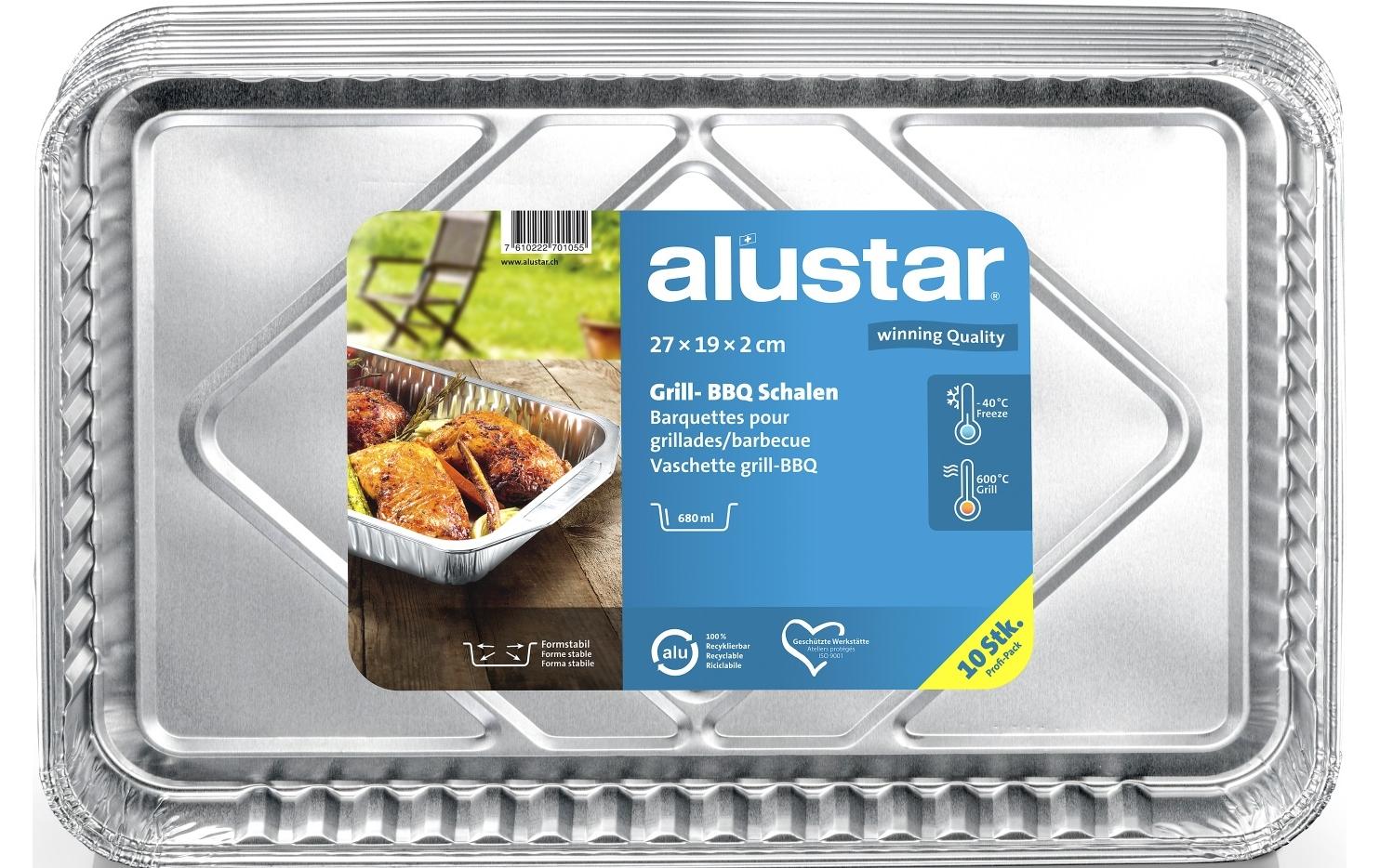 Alustar Grillschale 27 x 19 x 2 cm, 10 Stück Alustar Grillschale 27 x 19 x 2 cm, 10 Stück