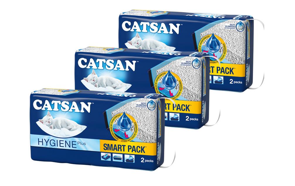 Catsan Katzenstreu Hygiene Plus Smart Pack, 3er Kit, 2 x 4 l Catsan Katzenstreu Hygiene Plus Smart Pack, 3er Kit, 2 x 4 l