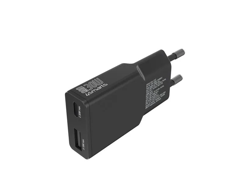 4smarts Netzladegerät PDPlug Slim Duos 1C+1A, Schwarz 4smarts Netzladegerät PDPlug Slim Duos 1C+1A, Schwarz