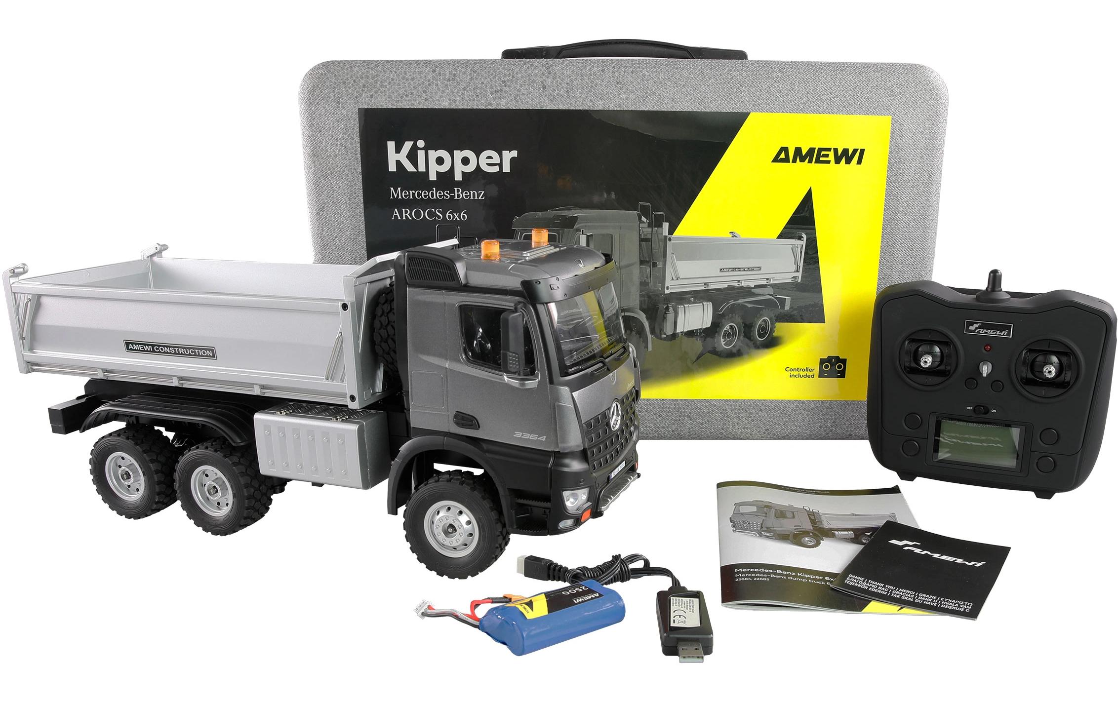 Amewi Lastwagen Mercedes-Benz Arocs Kipper, Anthrazit 1:14 RTR Amewi Lastwagen Mercedes-Benz Arocs Kipper, Anthrazit 1:14 RTR