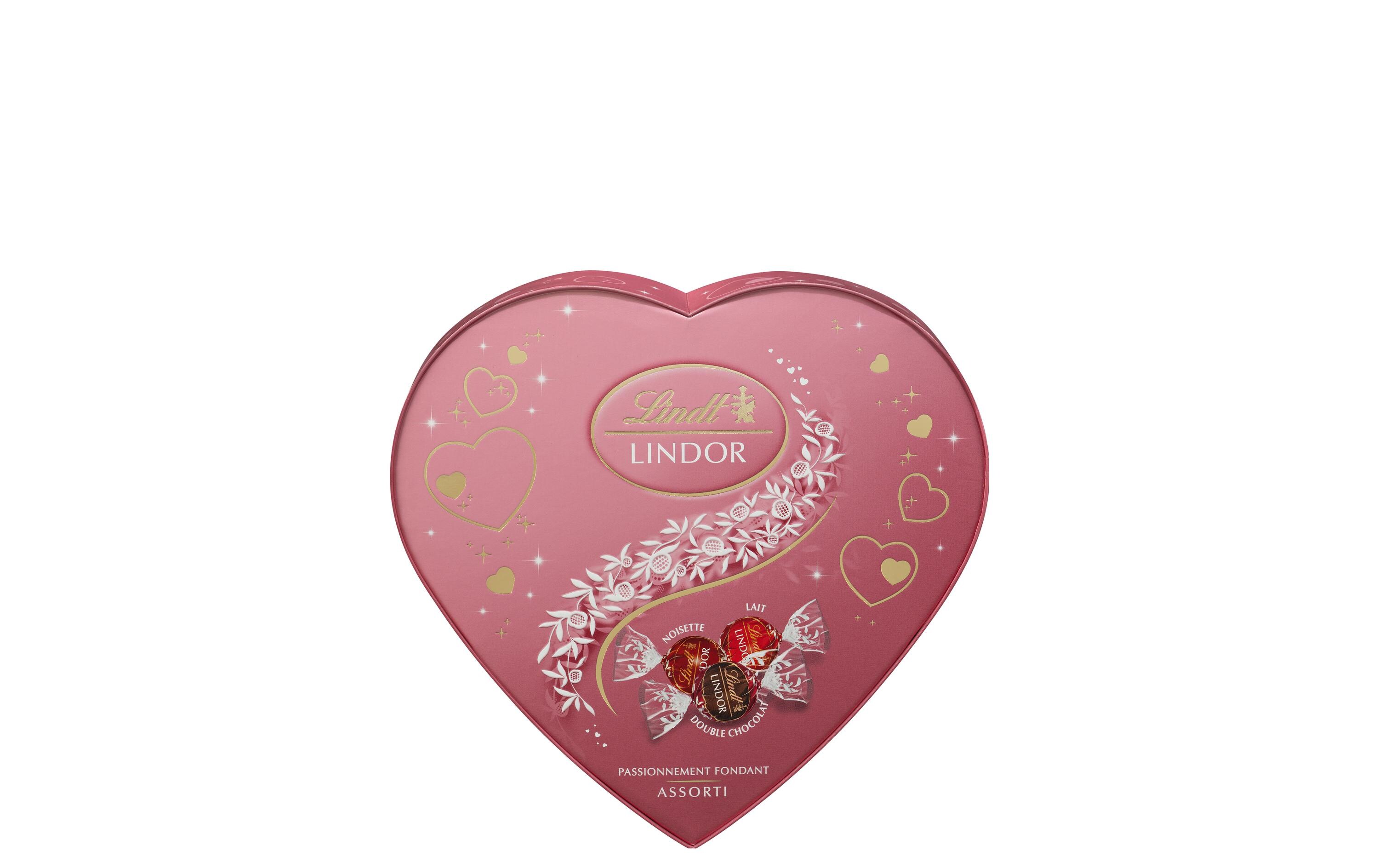 Lindt Schokoladen-Pralinen Lindor Assortiert Herz Rosa 160 g