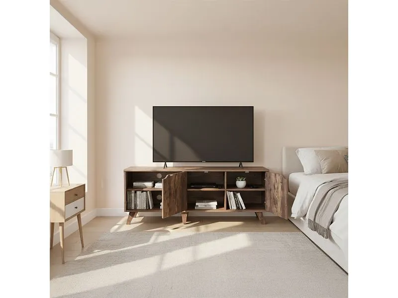 relaxdays TV-Möbel Vintage Style 140 cm, Braun 60 Zoll