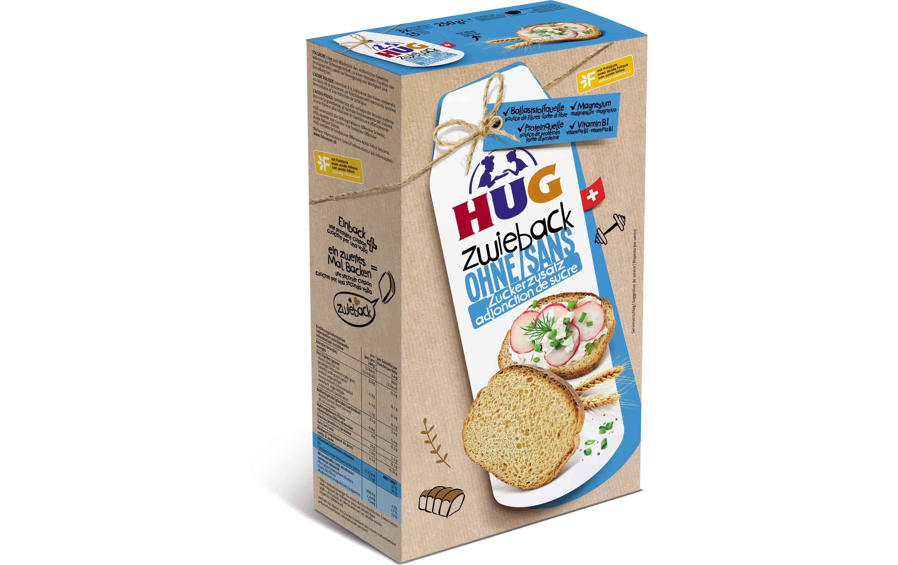 HUG Zwieback ohne Zuckerzusatz 250 g