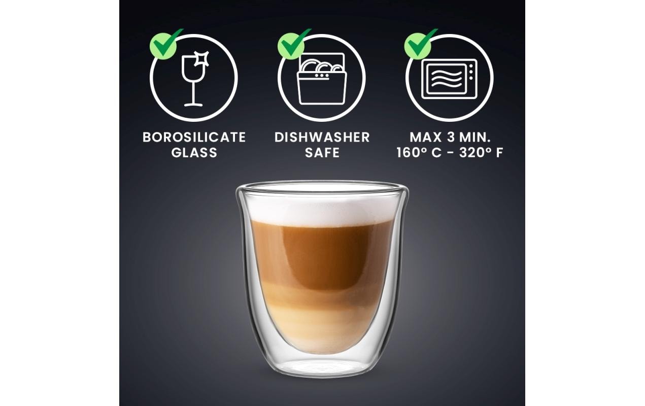 Bialetti Cappuccino Becher Firenze 200 ml, 1 Stück, Transparent