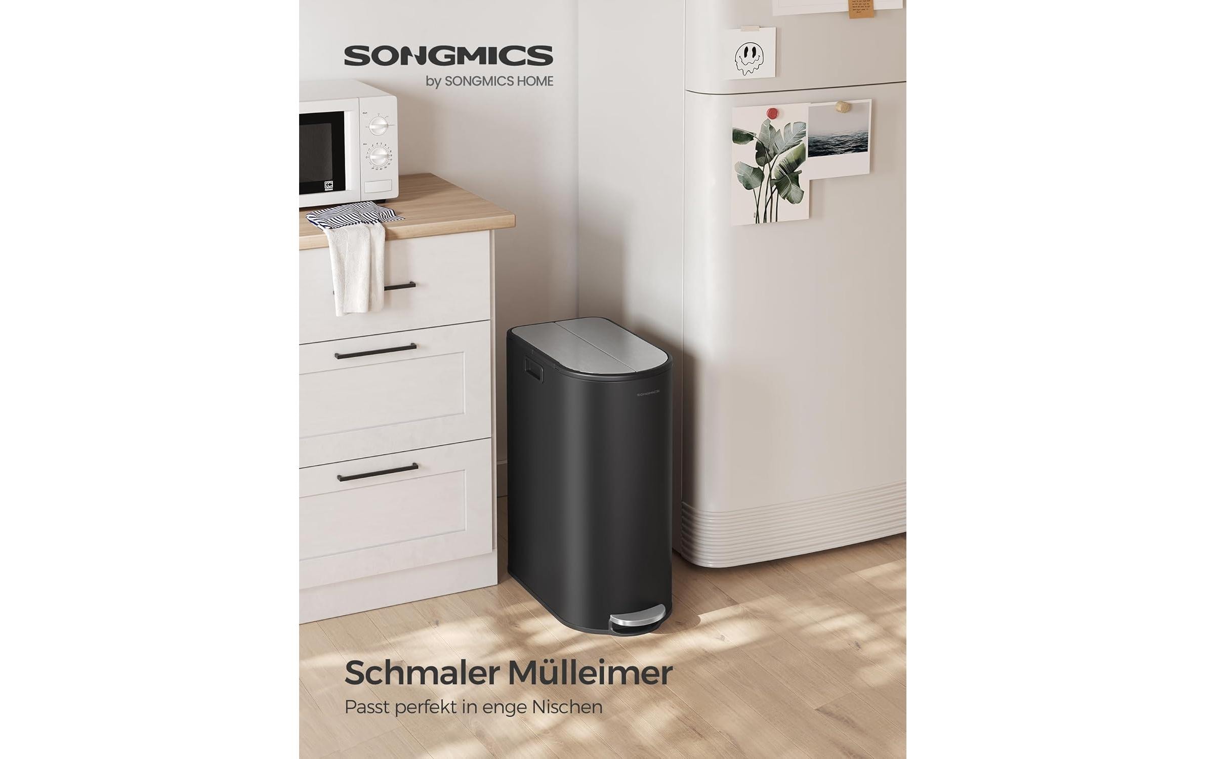 Songmics Abfalleimer 30 l, Schwarz