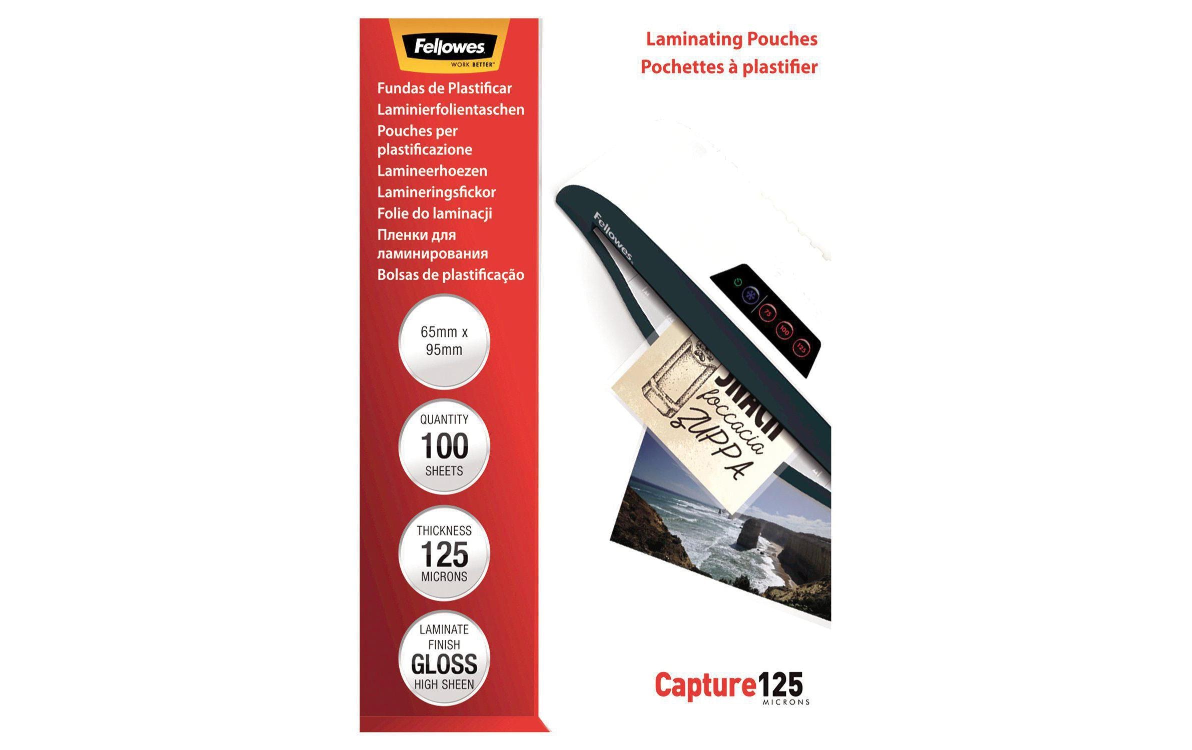 Fellowes Laminierfolie 6.5 x 9.5 cm, 125 µm, 100 Stück, Glänzend Fellowes Laminierfolie 6.5 x 9.5 cm, 125 µm, 100 Stück, Glänzend