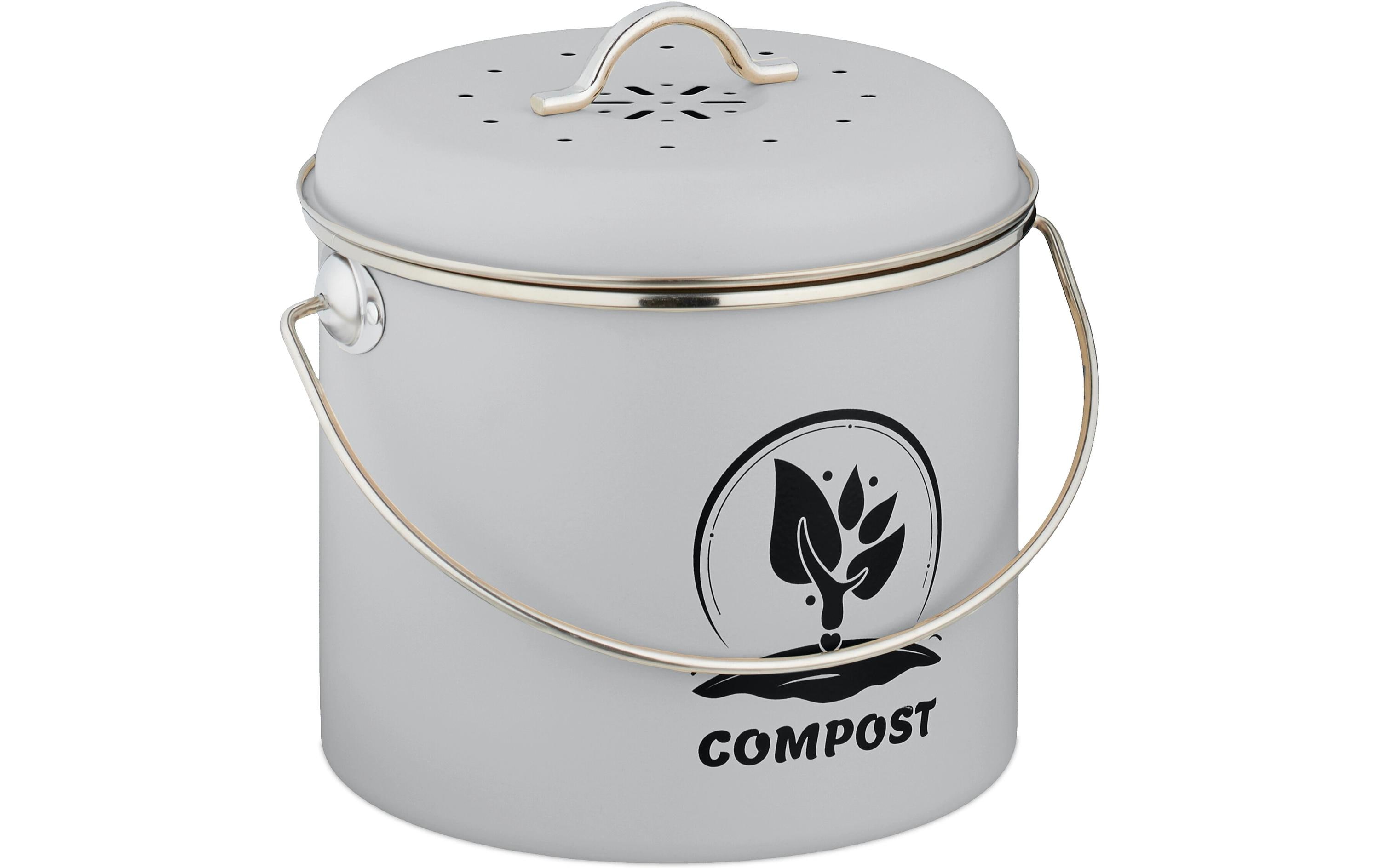 relaxdays Komposteimer 3.5 l, Grau/Silber