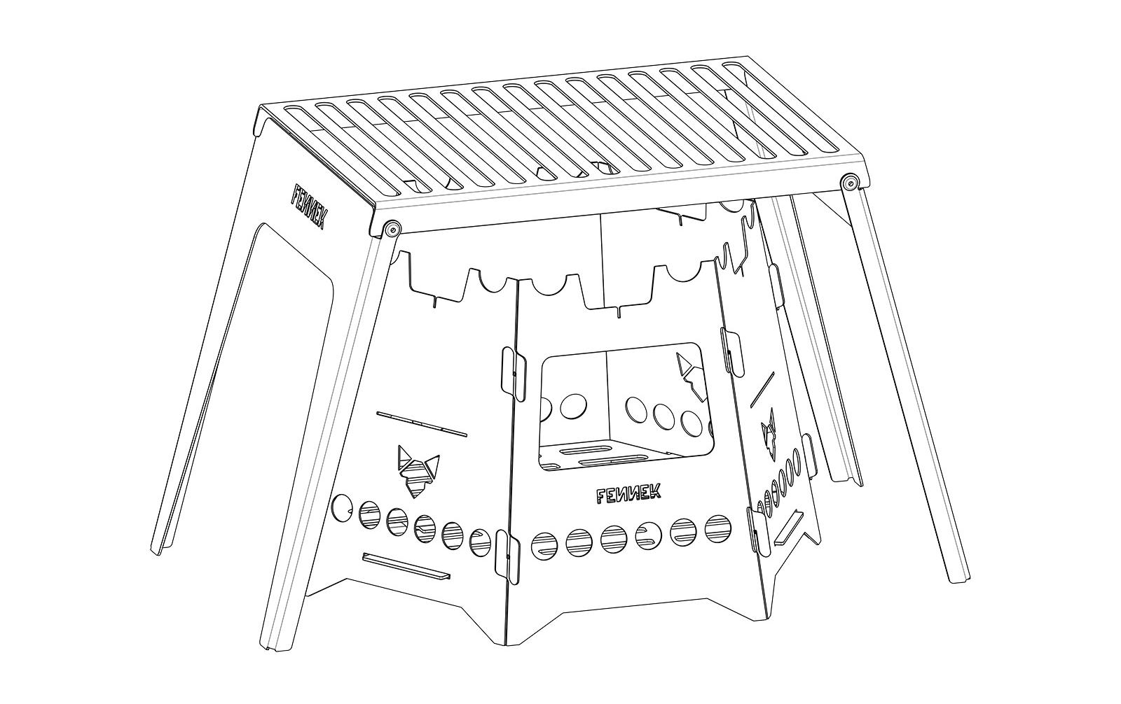 Fennek Grill Klapprost zu Hobo Premium, Edelstahl