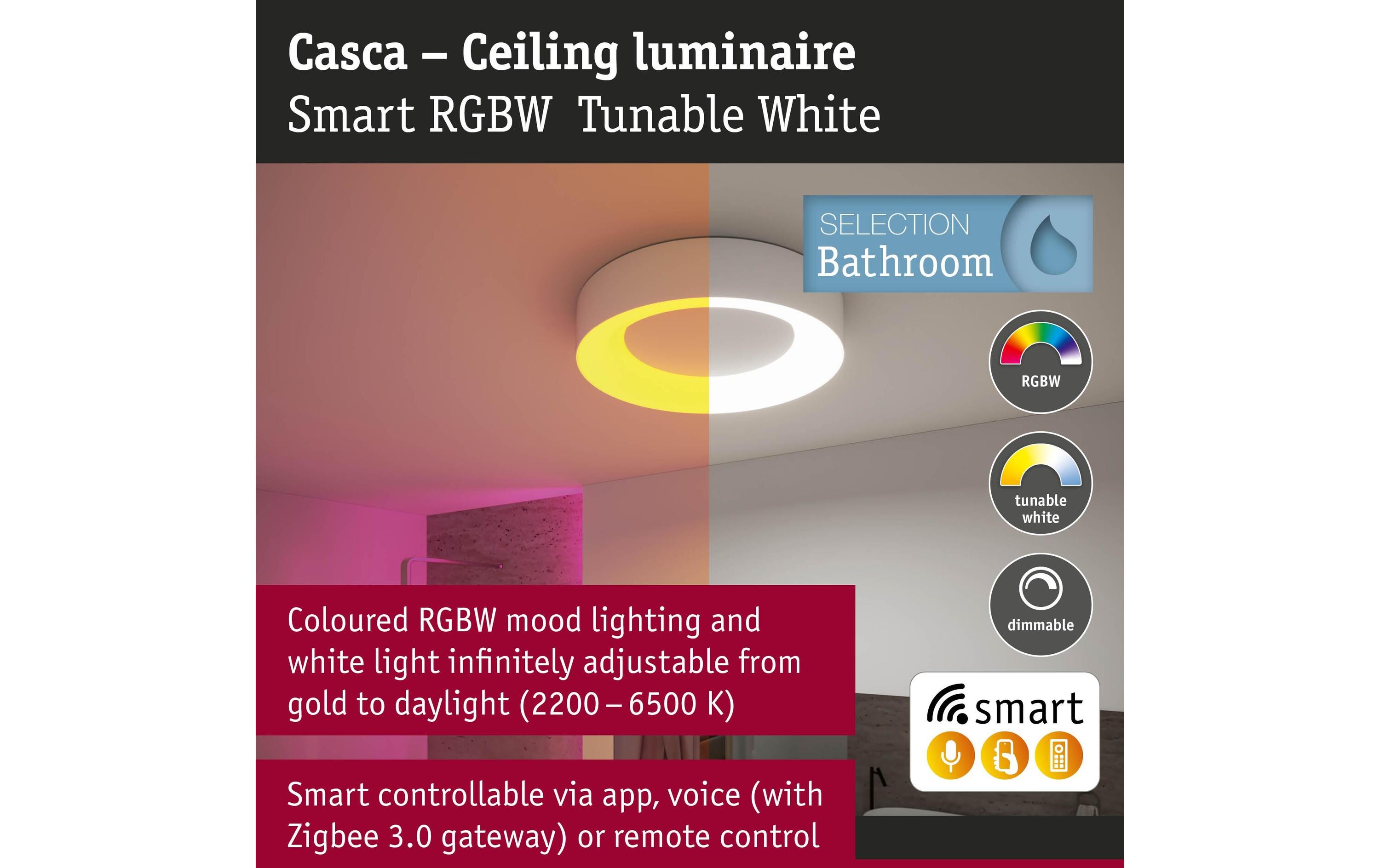 Paulmann Deckenleuchte Casca IP44, Weiss matt