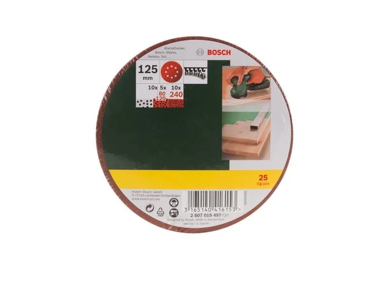 Bosch 25-teiliger Schleifblatt-Set für Exzenterschleifer Bosch 25-teiliger Schleifblatt-Set für Exzenterschleifer