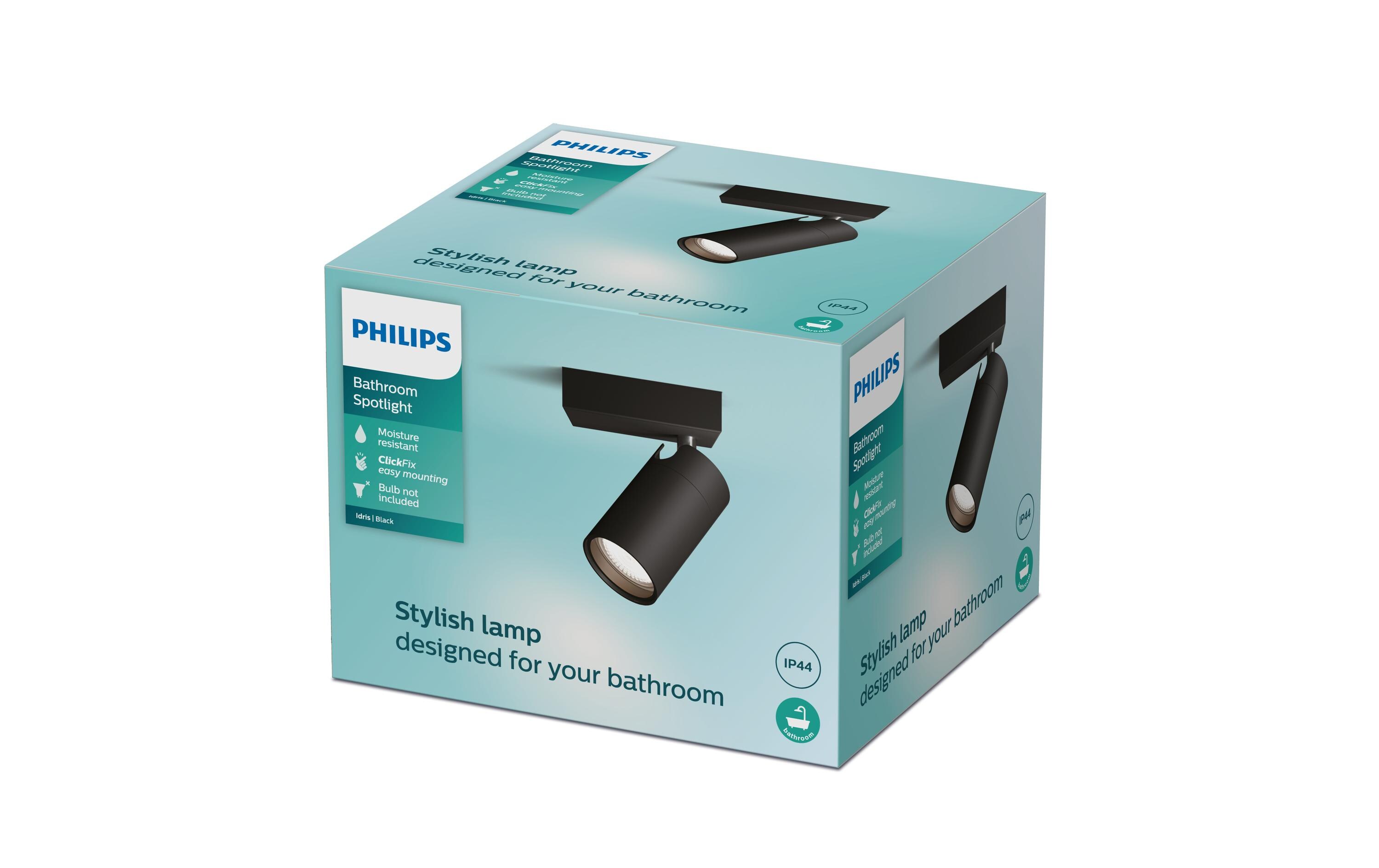 Philips Aufbauspot Idris GU10, IP44 Schwarz, ohne Leuchtmittel