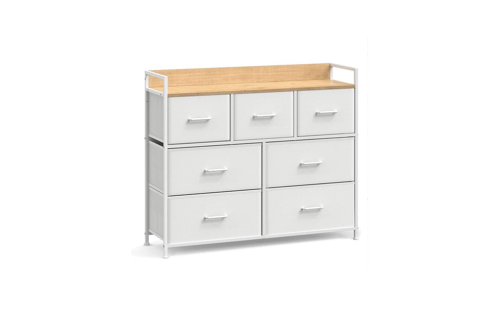 Songmics Kommode mit 7 Schubladen 98 x 85 cm, Weiss