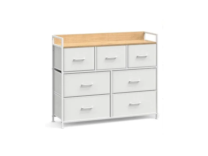 Songmics Kommode mit 7 Schubladen 98 x 85 cm, Weiss Songmics Kommode mit 7 Schubladen 98 x 85 cm, Weiss