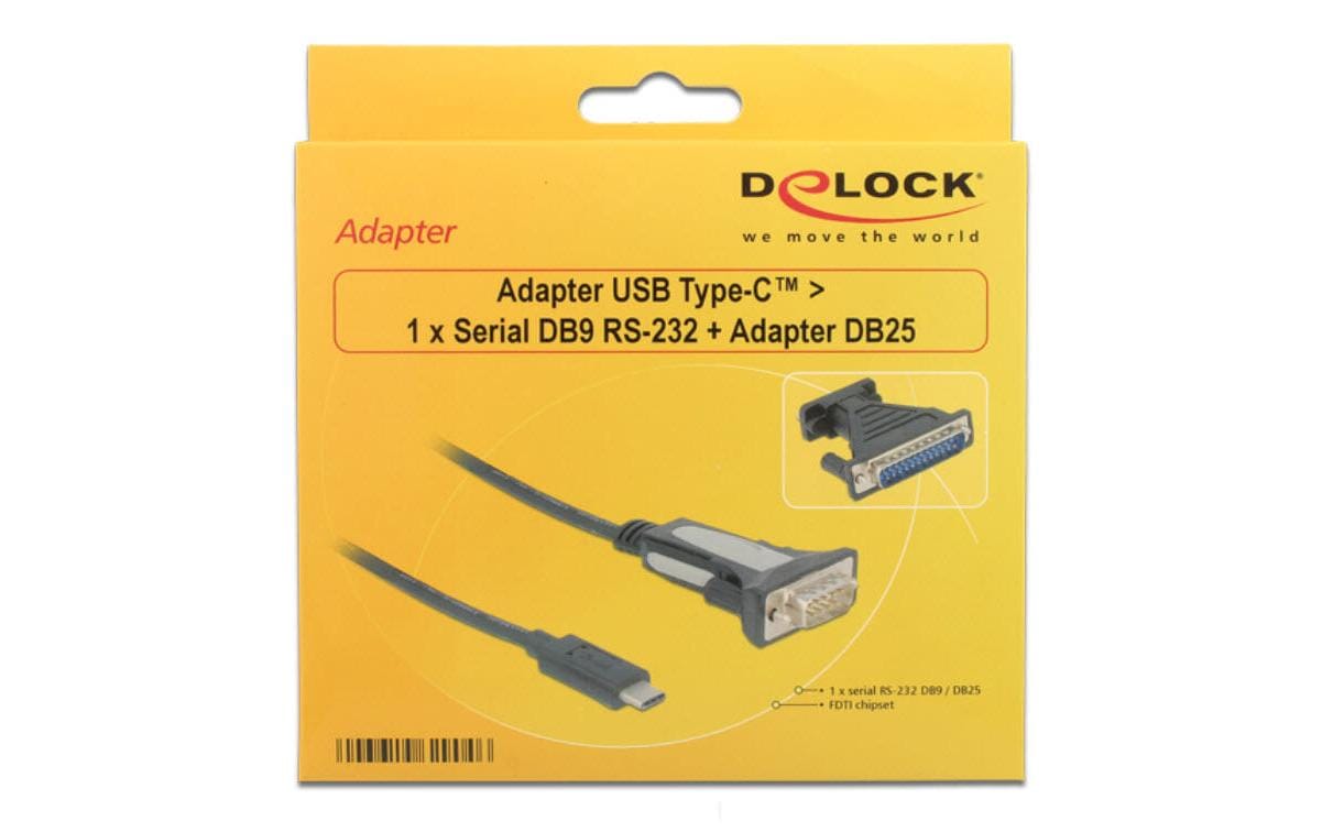 Delock Adapterkabel USB Type-C – RS-232 DB9 ;DB25 1.8 m Delock Adapterkabel USB Type-C – RS-232 DB9 ;DB25 1.8 m