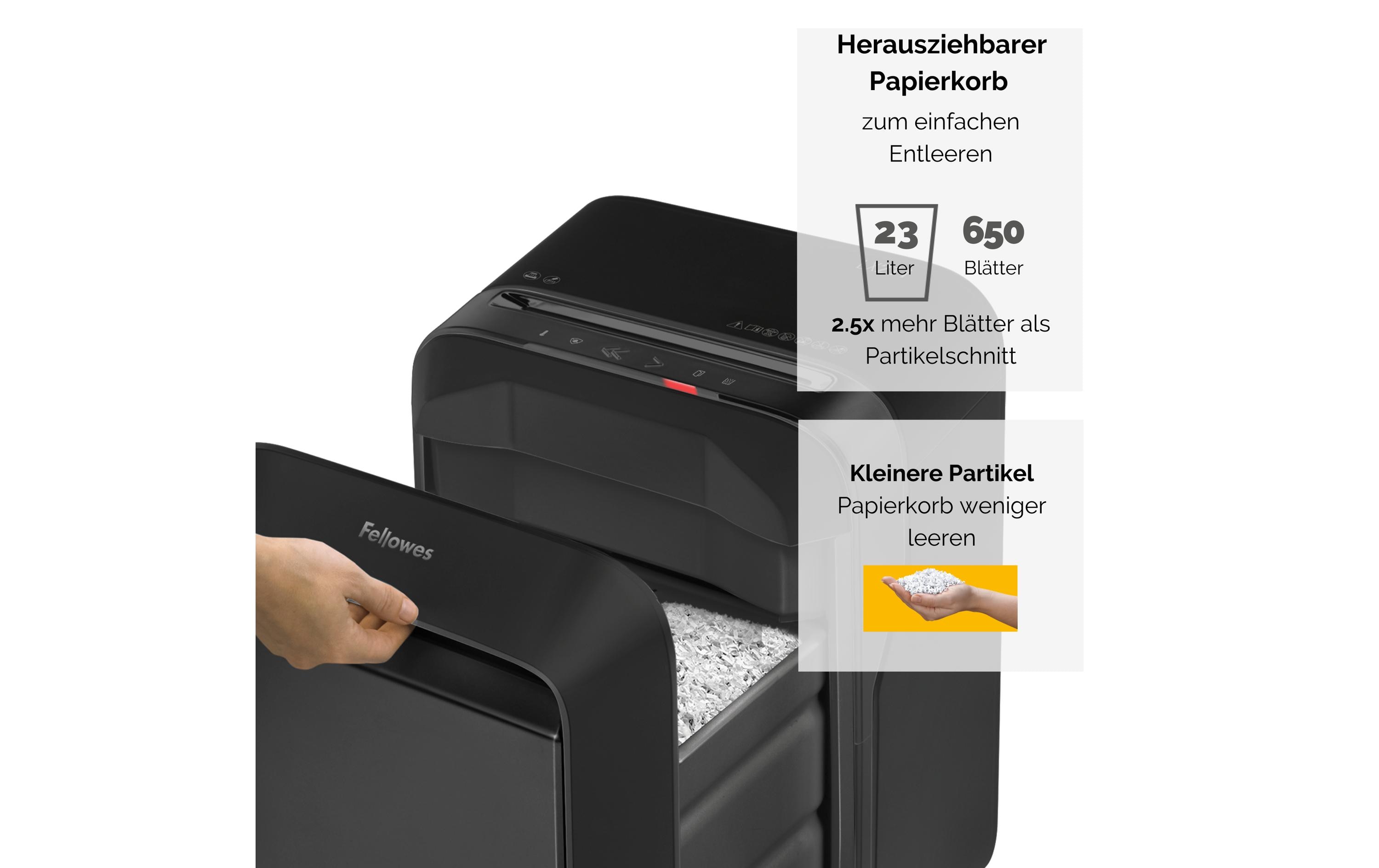 Fellowes Aktenvernichter LX211 P-5, 15 Seiten, Schwarz