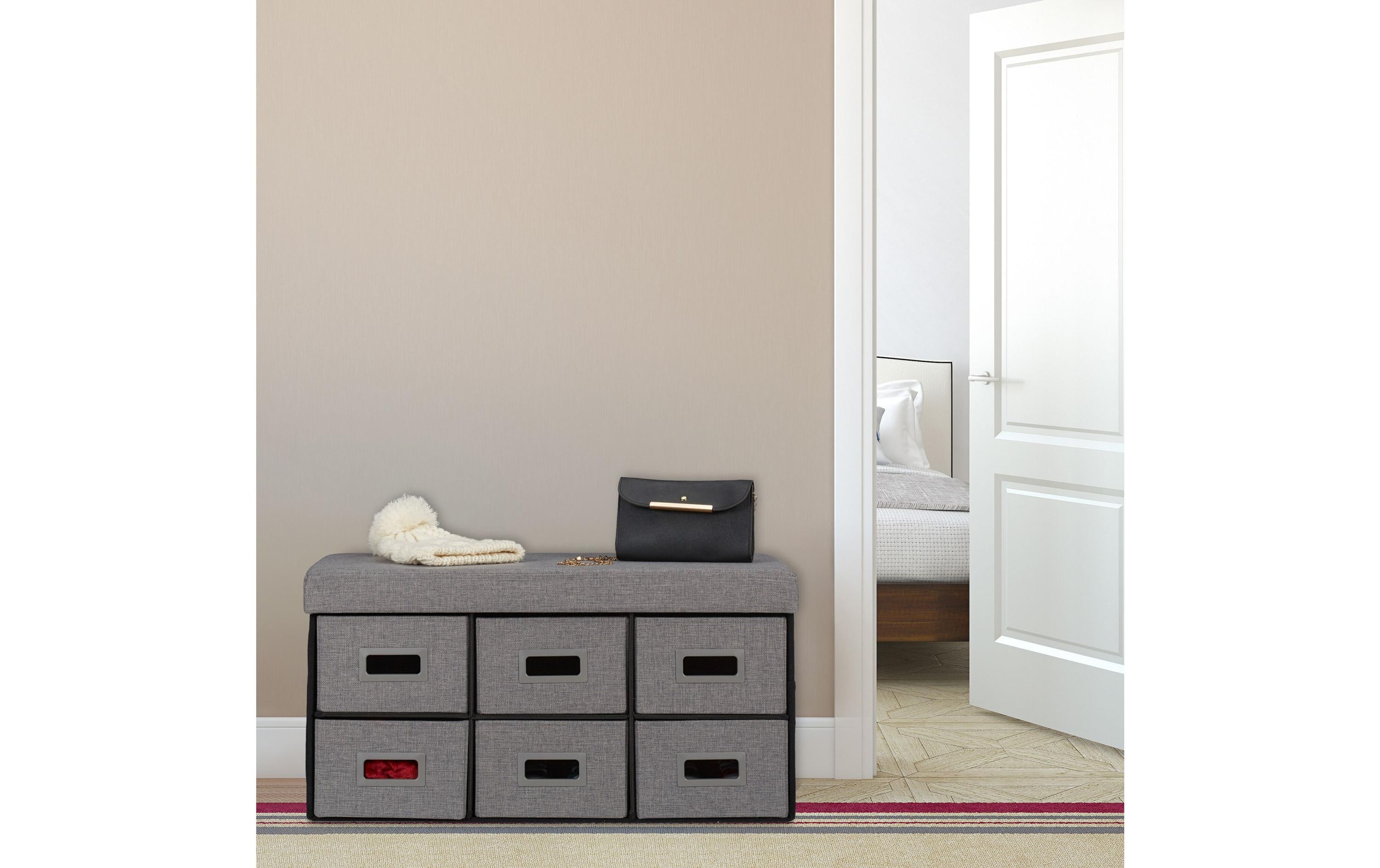 relaxdays Sitzbank mit Schubladen Dunkelgrau