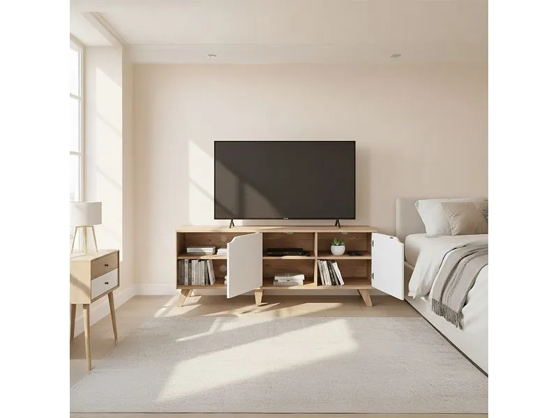 relaxdays TV-Möbel Vintage Style 140 cm, Hellbraun 60 Zoll relaxdays TV-Möbel Vintage Style 140 cm, Hellbraun 60 Zoll