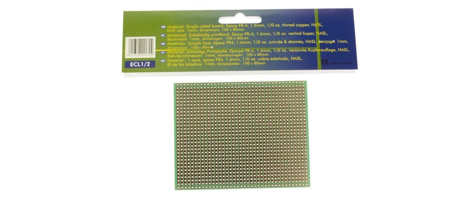 Velleman Europlatine ECL1/2 100x80mm, 1 Stück Velleman Europlatine ECL1/2 100x80mm, 1 Stück