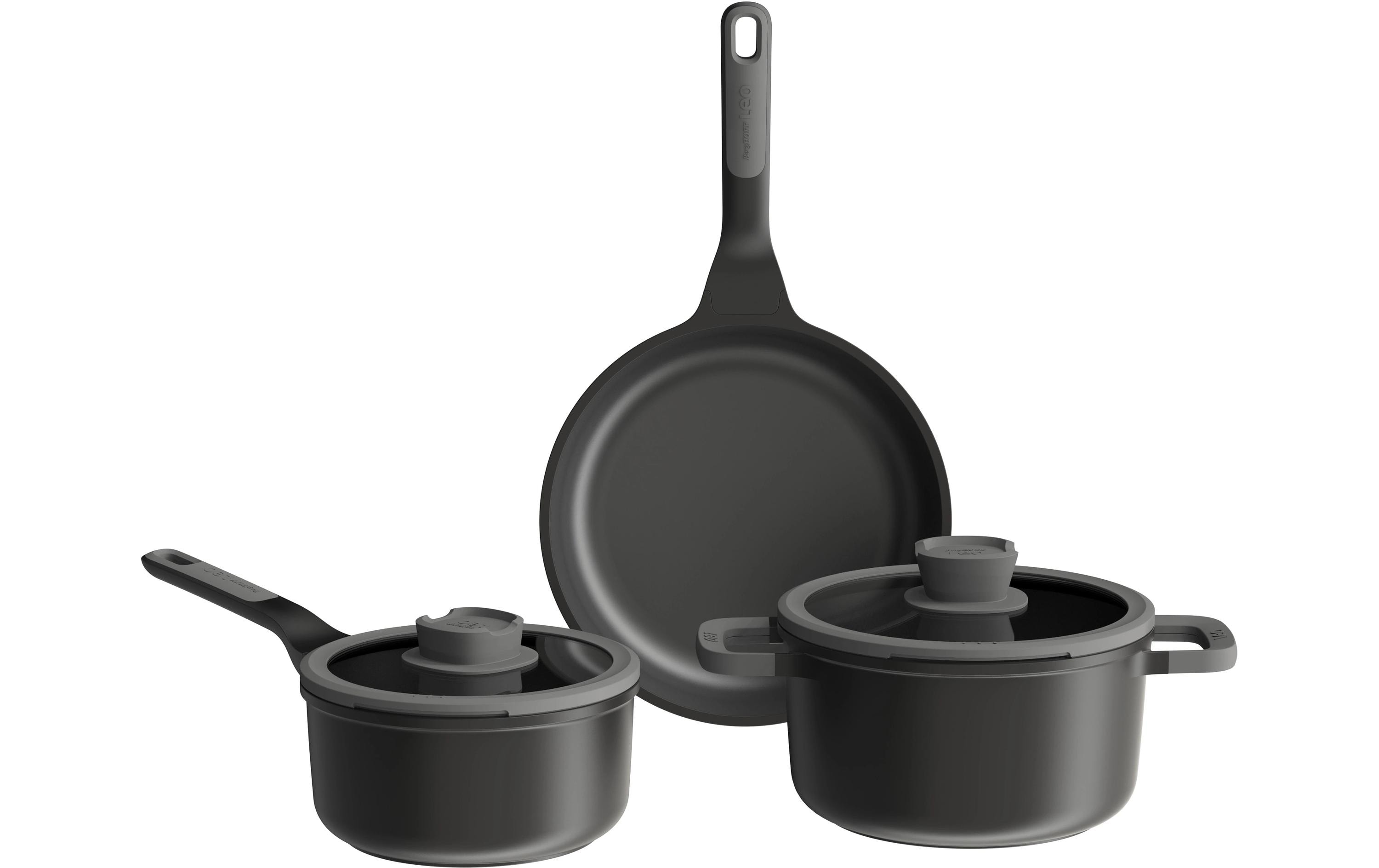 BergHOFF Pfannen-Set Leo Stone+ 5-teilig 18 cm/20 cm/24 cm