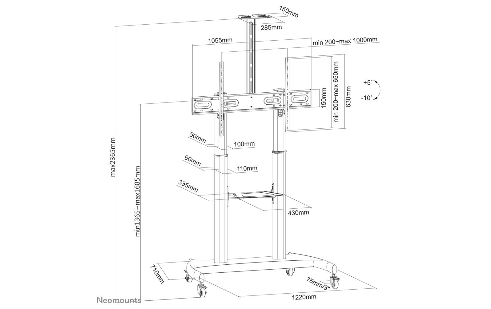 NEOMOUNTS TV-Trolley PLASMA-M1950E Schwarz