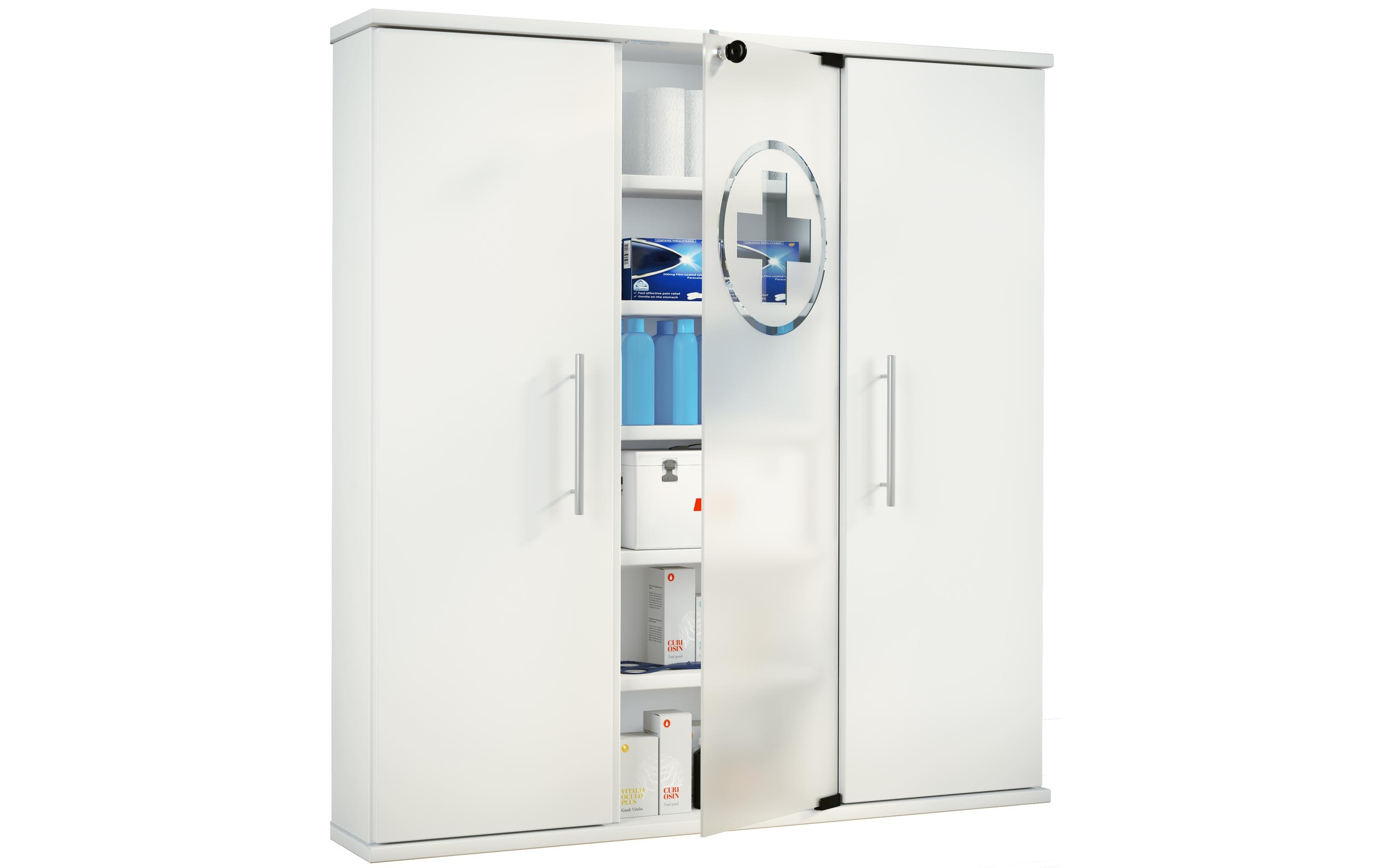 VCM Erste Hilfe Schrank Santila 92 x 88 x 18 cm, Weiss