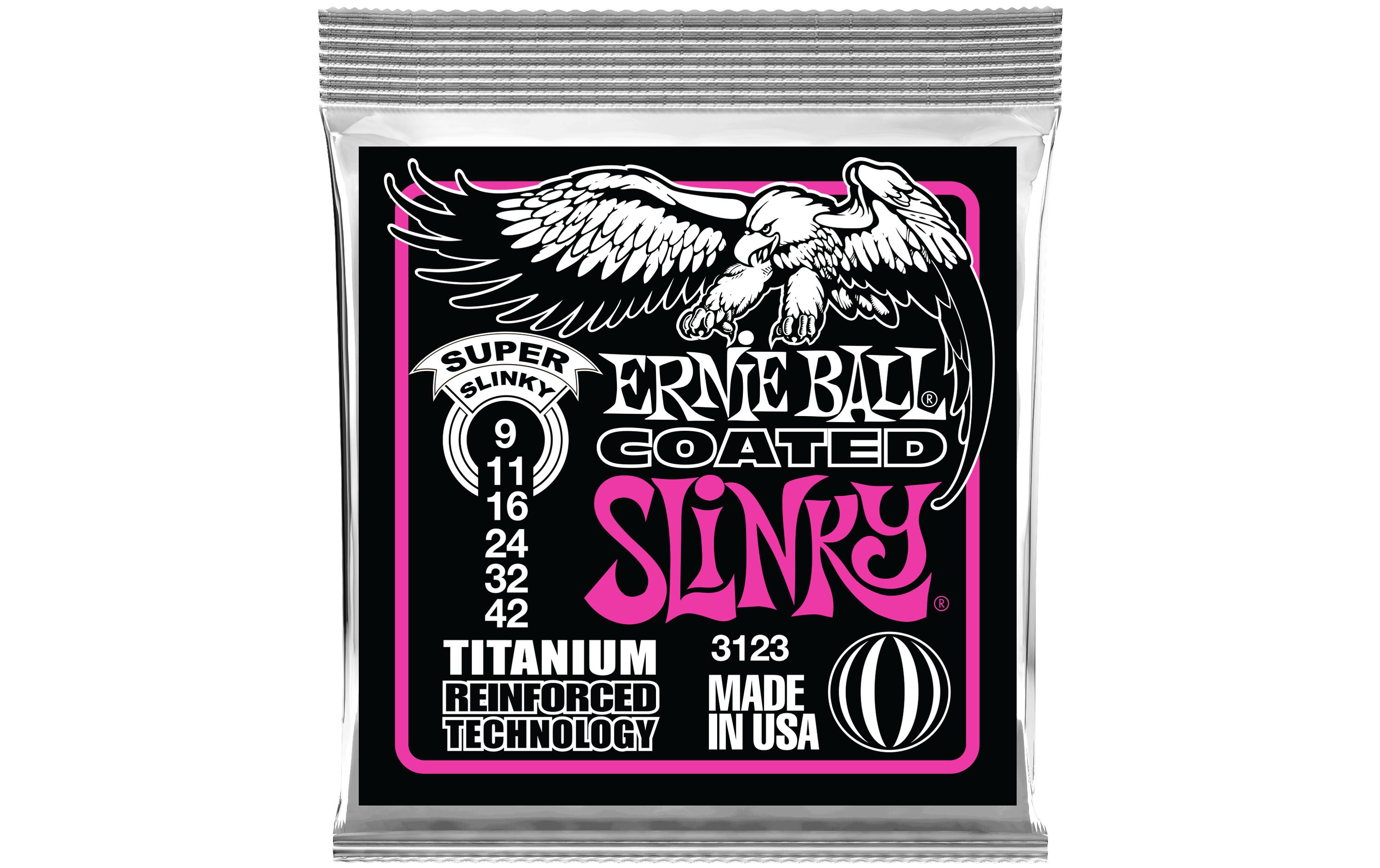 Ernie Ball Gitarrensaiten 3123 Slinky Coated Titanium – Super 09-42