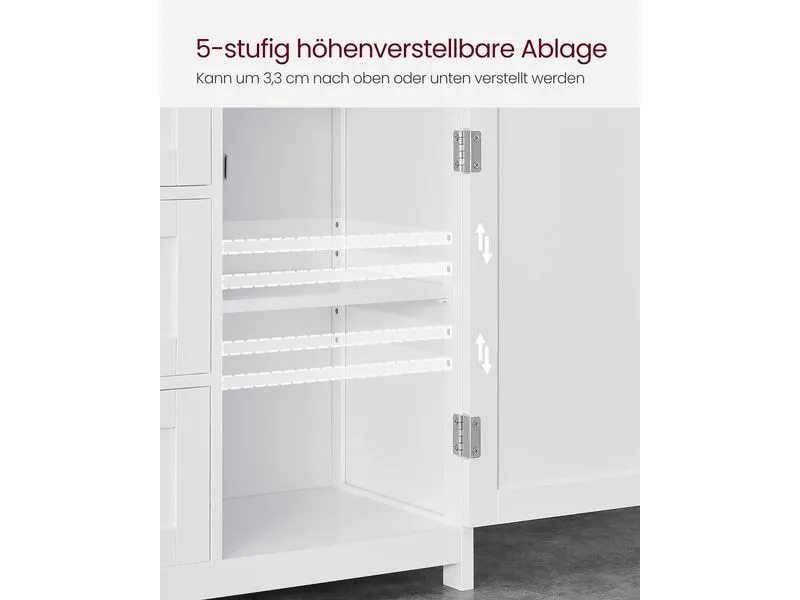 VASAGLE Kommode Floor Cabinet, MDF, 60 x 80 cm, Weiss VASAGLE Kommode Floor Cabinet, MDF, 60 x 80 cm, Weiss