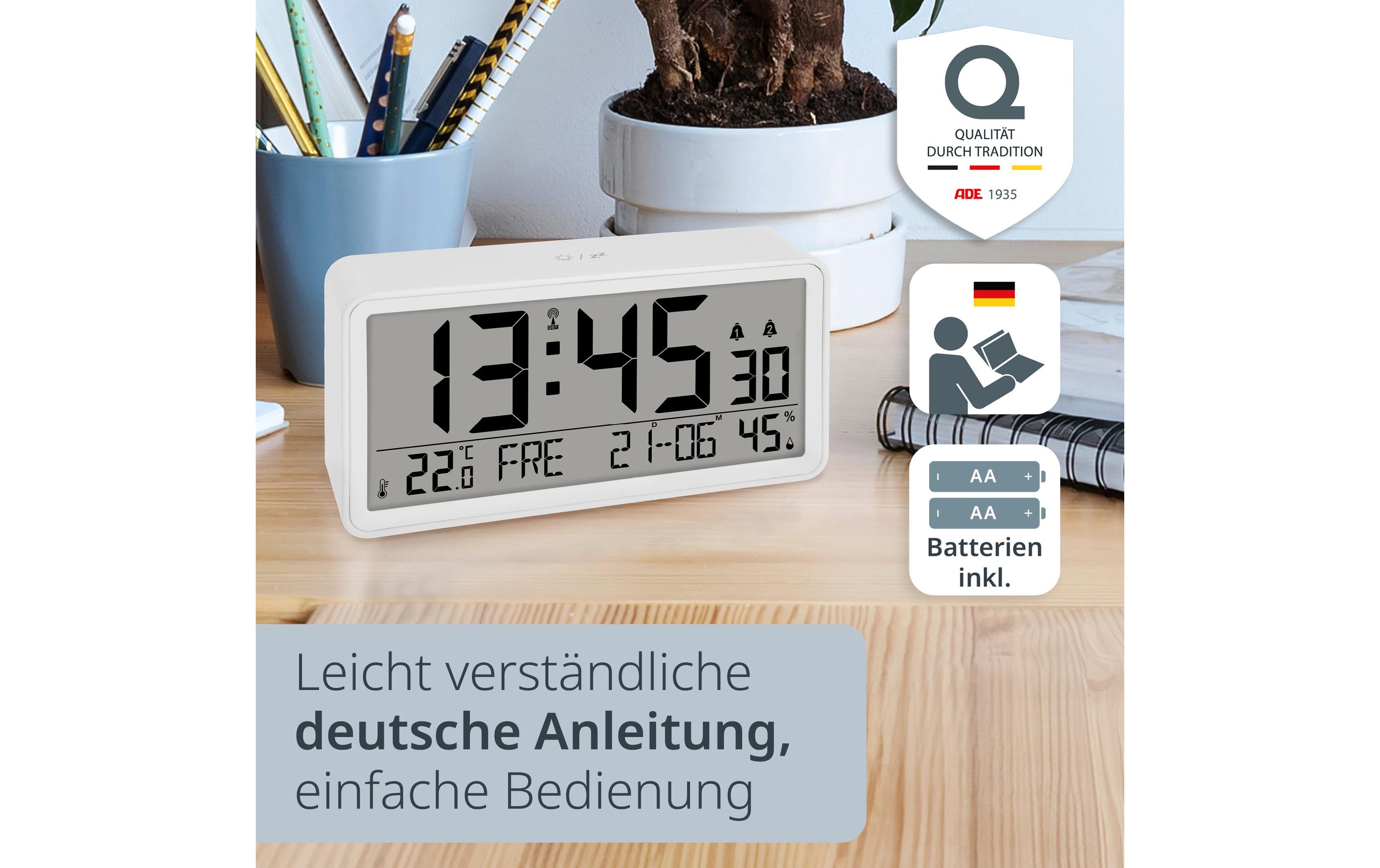 ADE Tischuhr digital Weiss