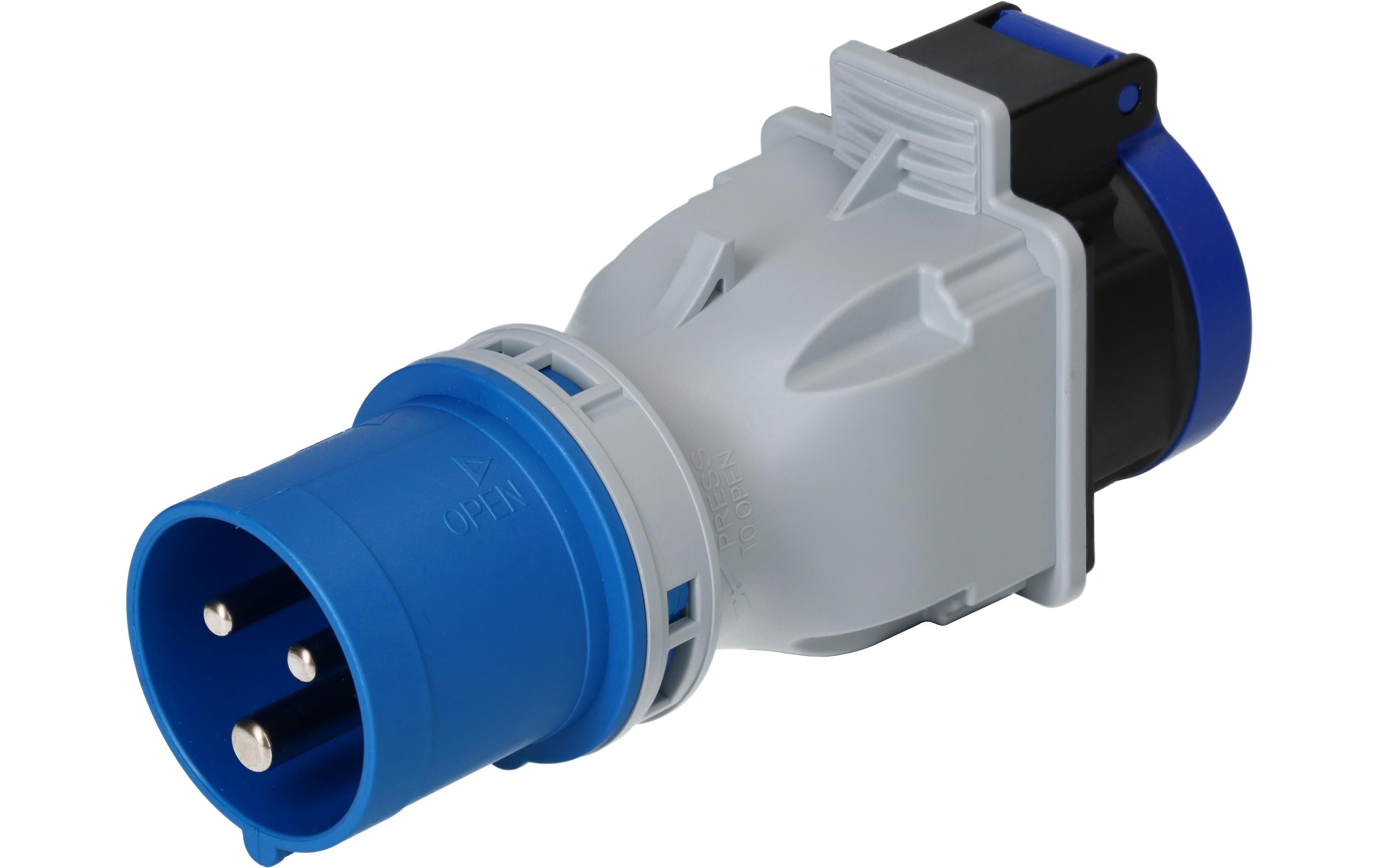 maxCAMP Adapterstecker CEE16/3 - T23, Blau/Grau