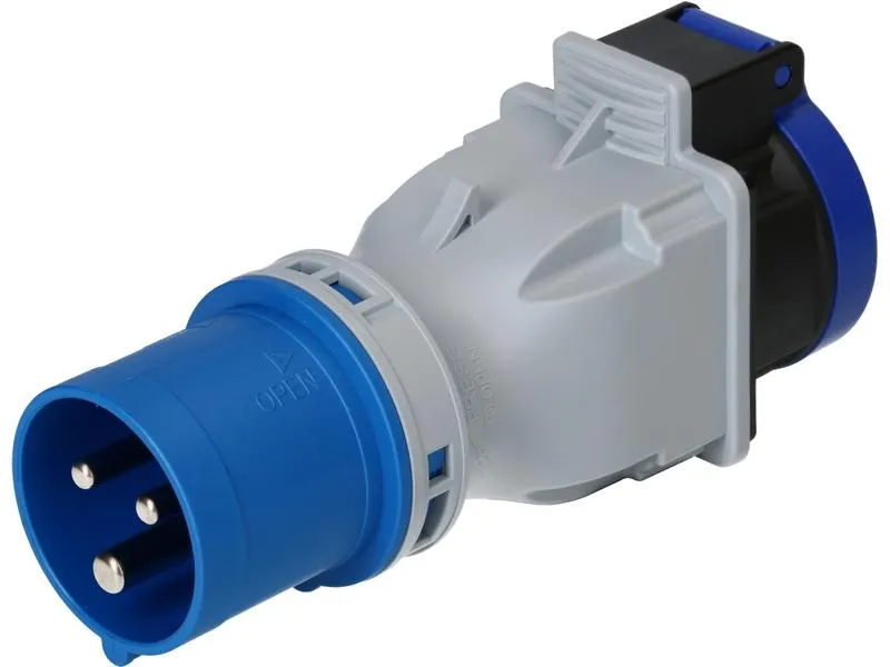 maxCAMP Adapterstecker CEE16/3 - T23, Blau/Grau maxCAMP Adapterstecker CEE16/3 - T23, Blau/Grau