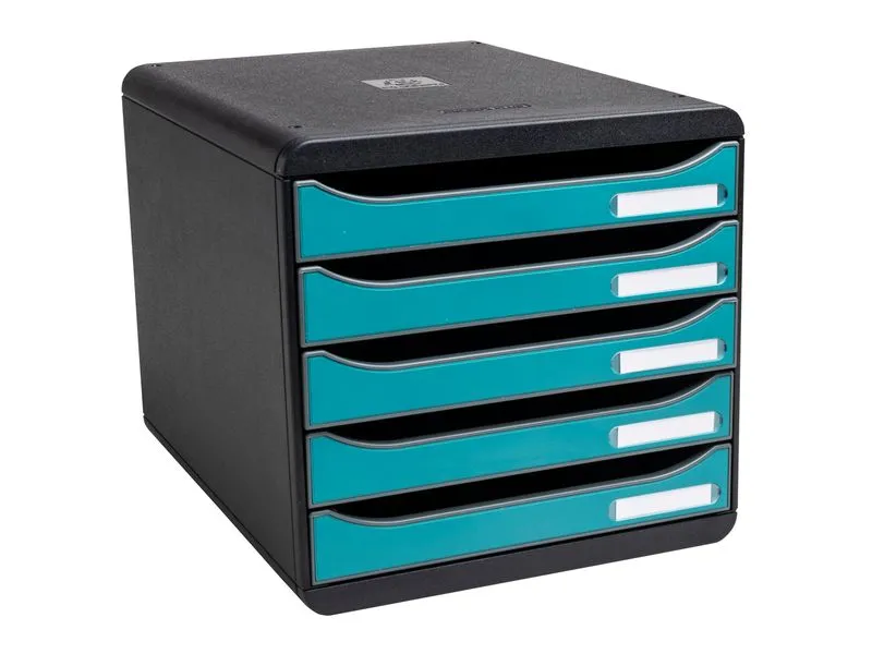 Exacompta Schubladenbox Big Box Plus Skandi, 5 Schubladen, Pazifikblau