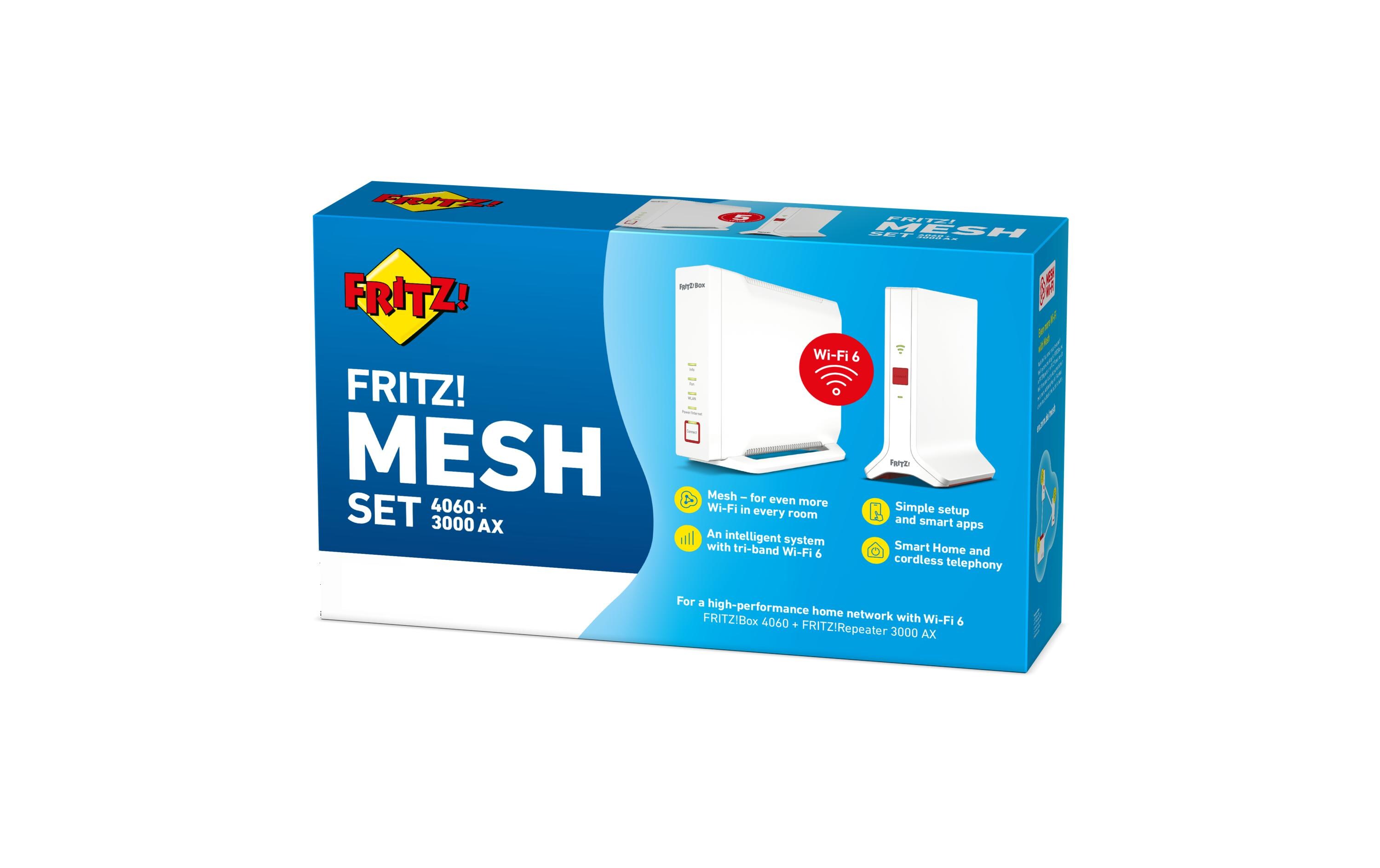 AVM Mesh-Router FRITZ!Box 4060 & Repeater 3000 AX International AVM Mesh-Router FRITZ!Box 4060 & Repeater 3000 AX International