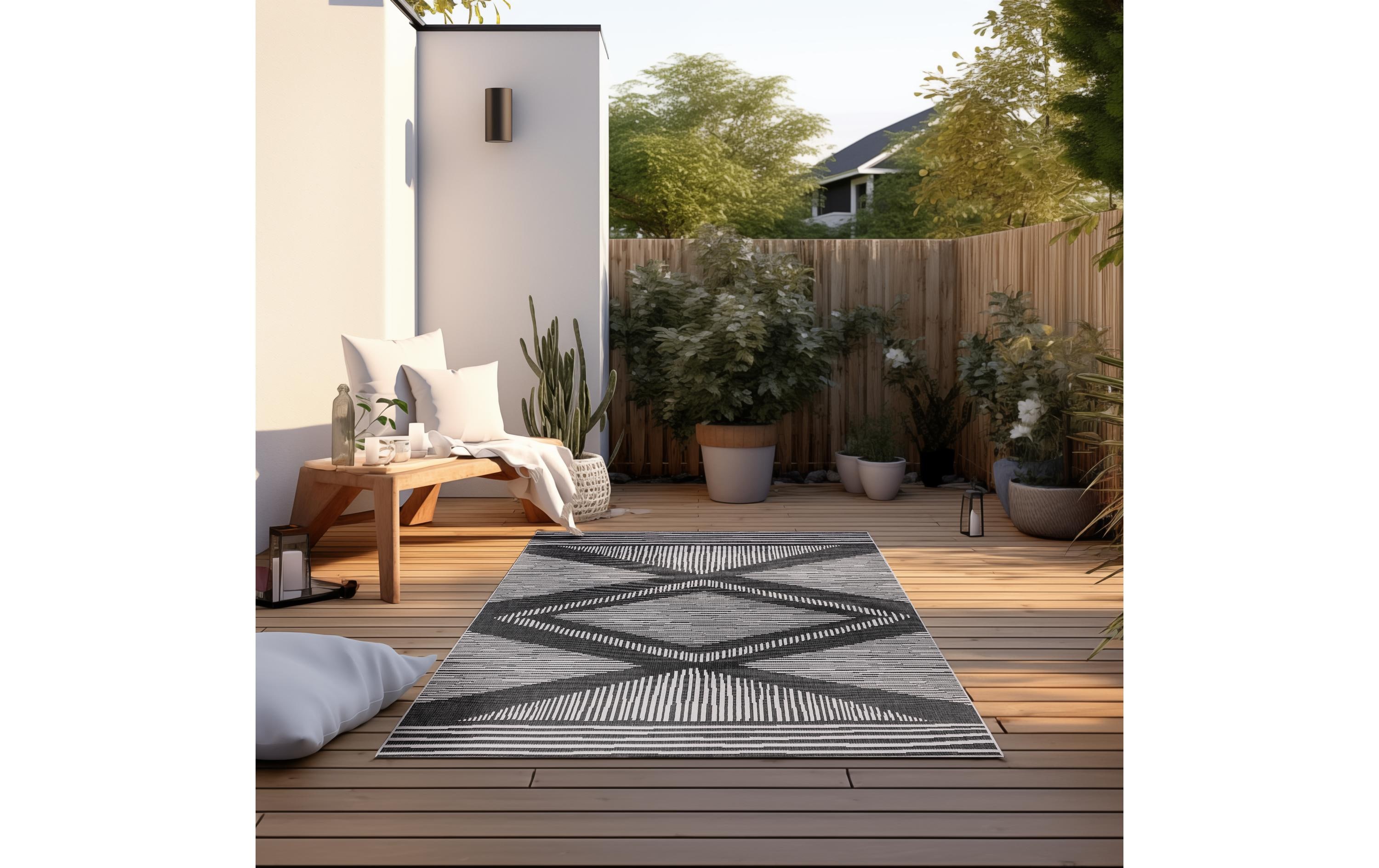 Elle Decoration Teppich Rhombus 160 x 230 cm, Black