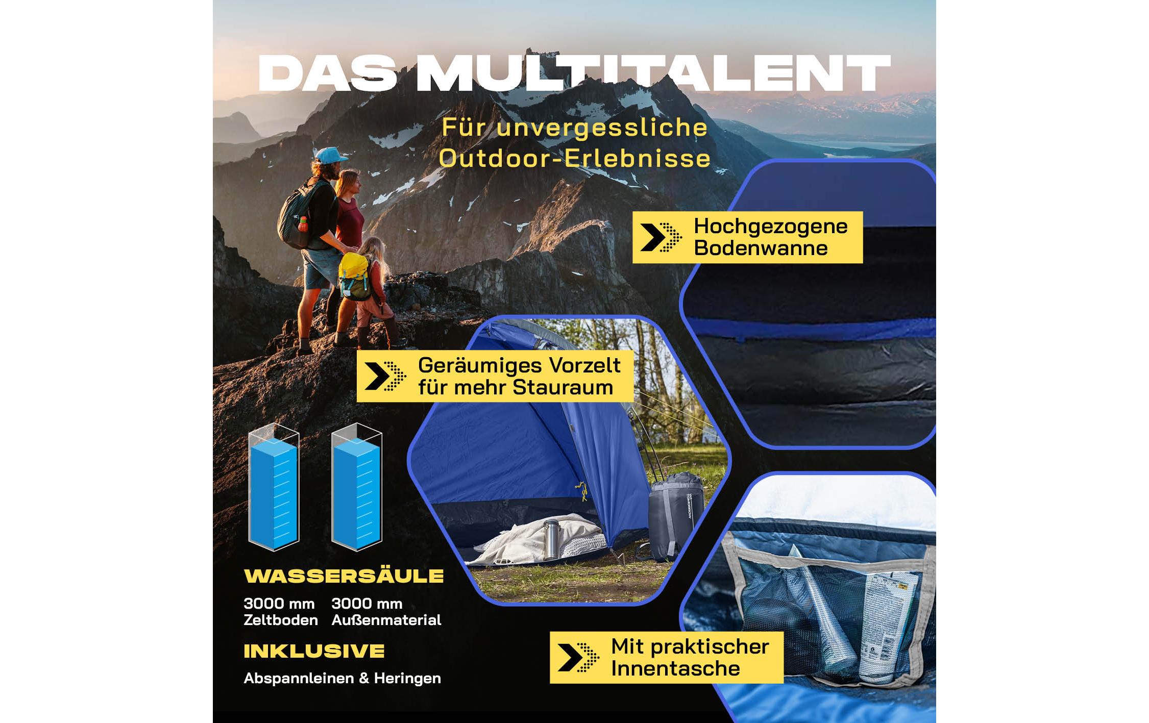 Where tomorrow Drei Personenzelt Pop-Up - Blau