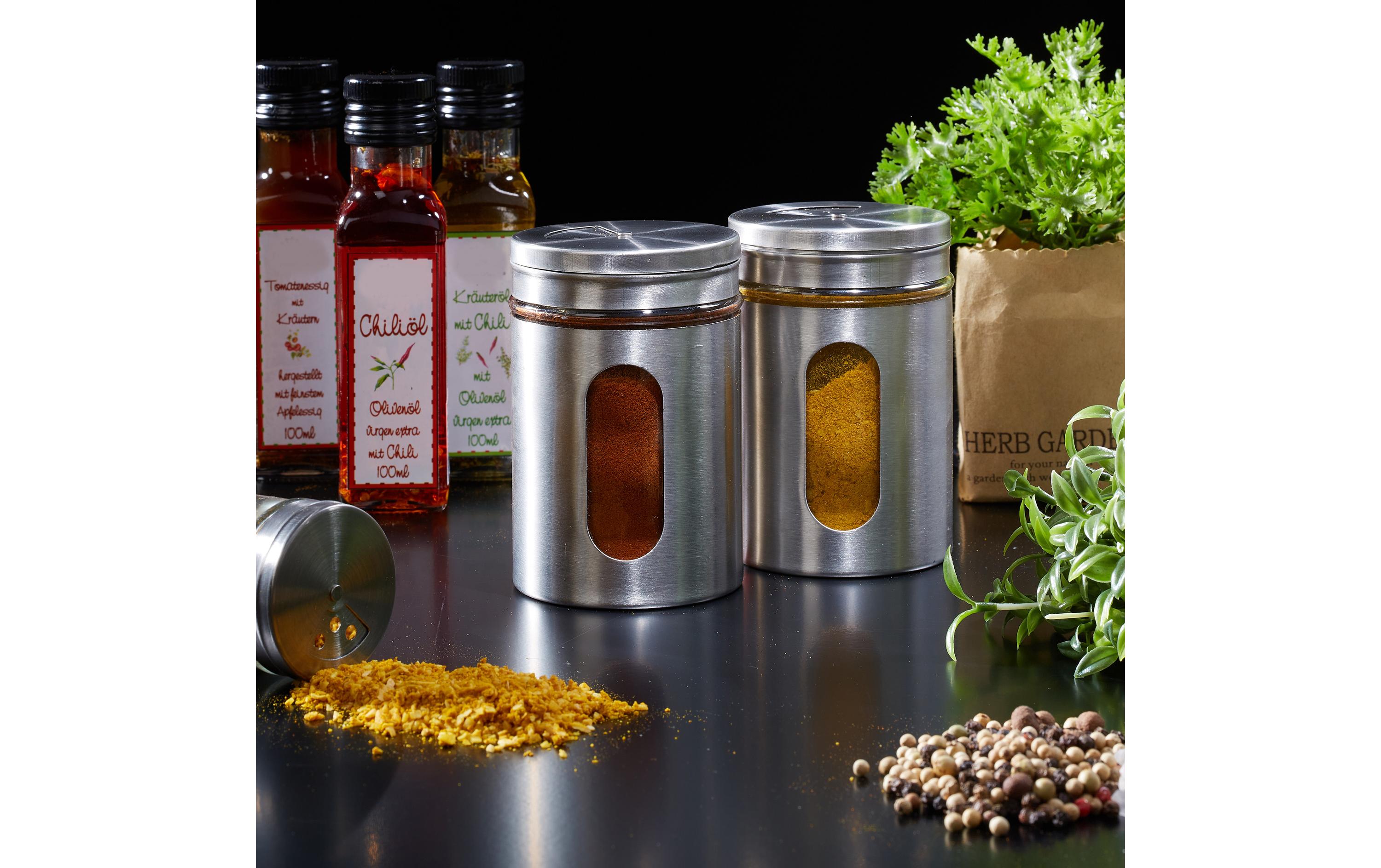 relaxdays Gewürzstreuer XL Silber/Transparent, 6 Stück