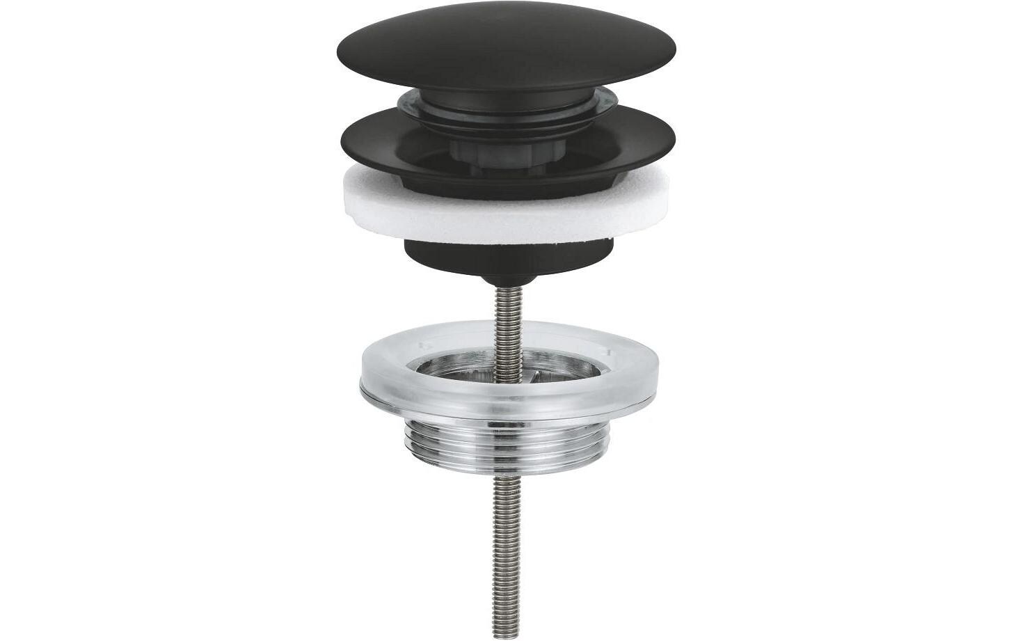 GROHE Ablaufgarnitur 65807 Push-Open-Stopfen Schwarz matt