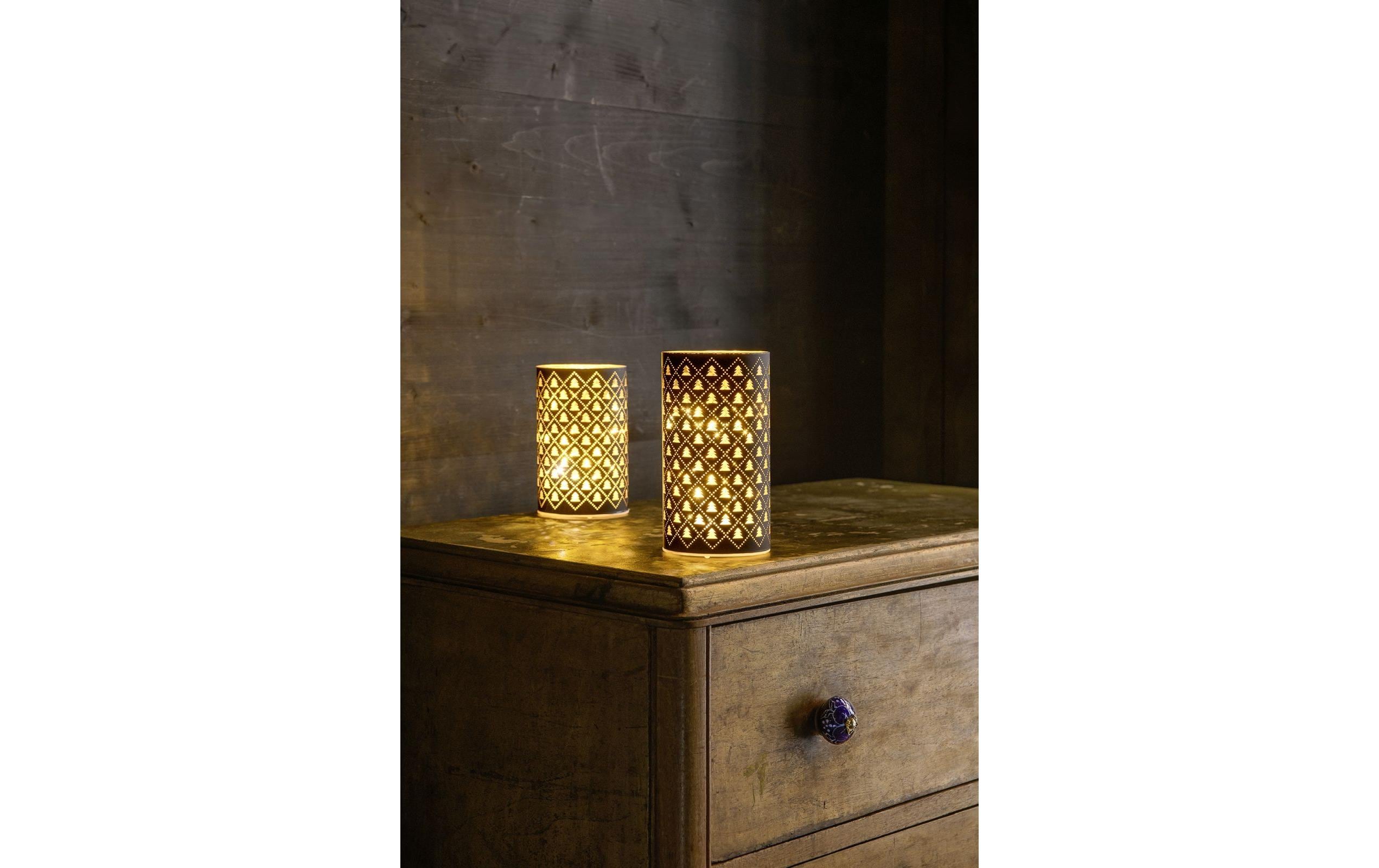 STT Windlicht Glas Tree 14 cm, Schwarz