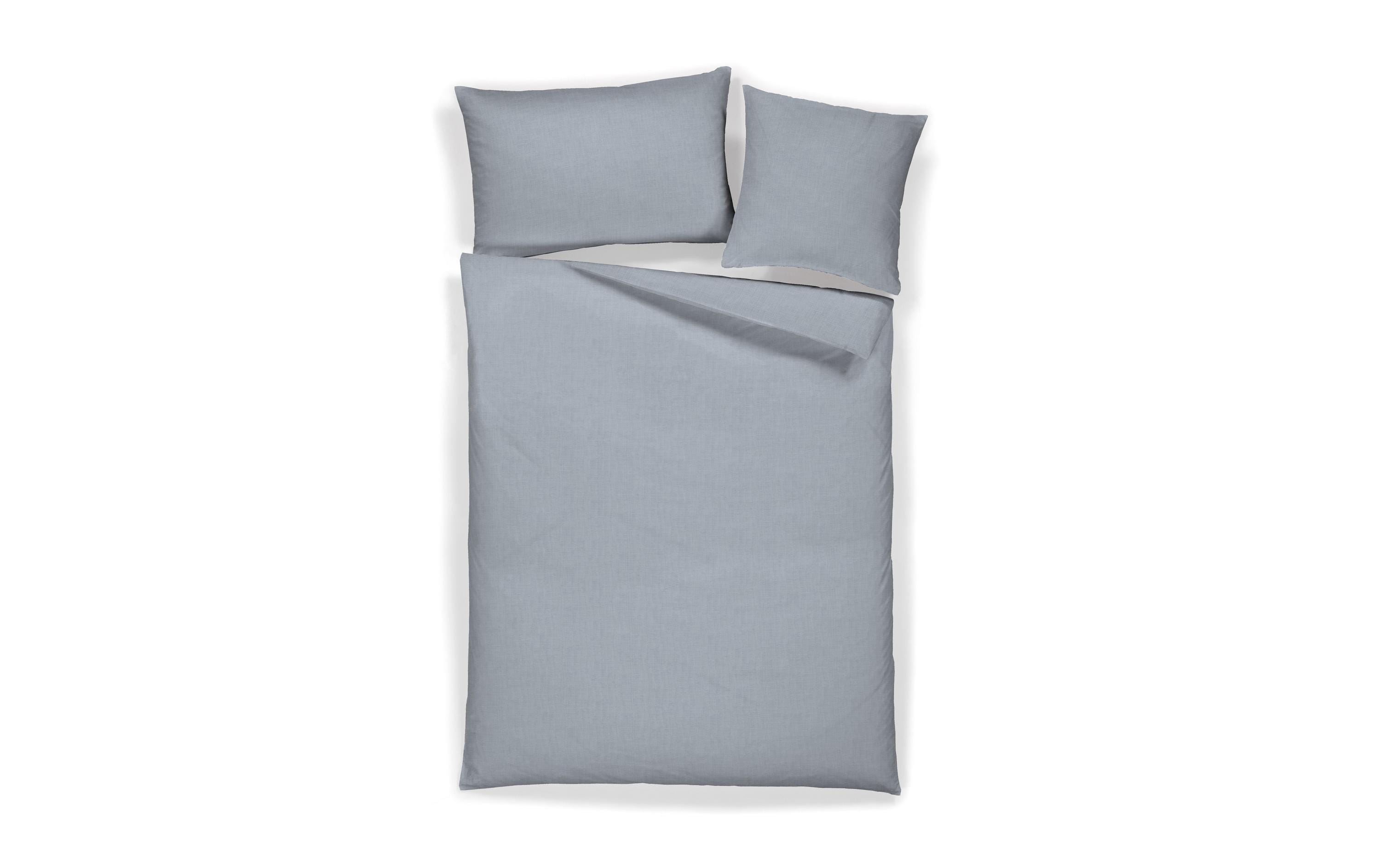 Home Fashion Duvetbezug Halbleinen uni stahlblau 160 x 210 cm