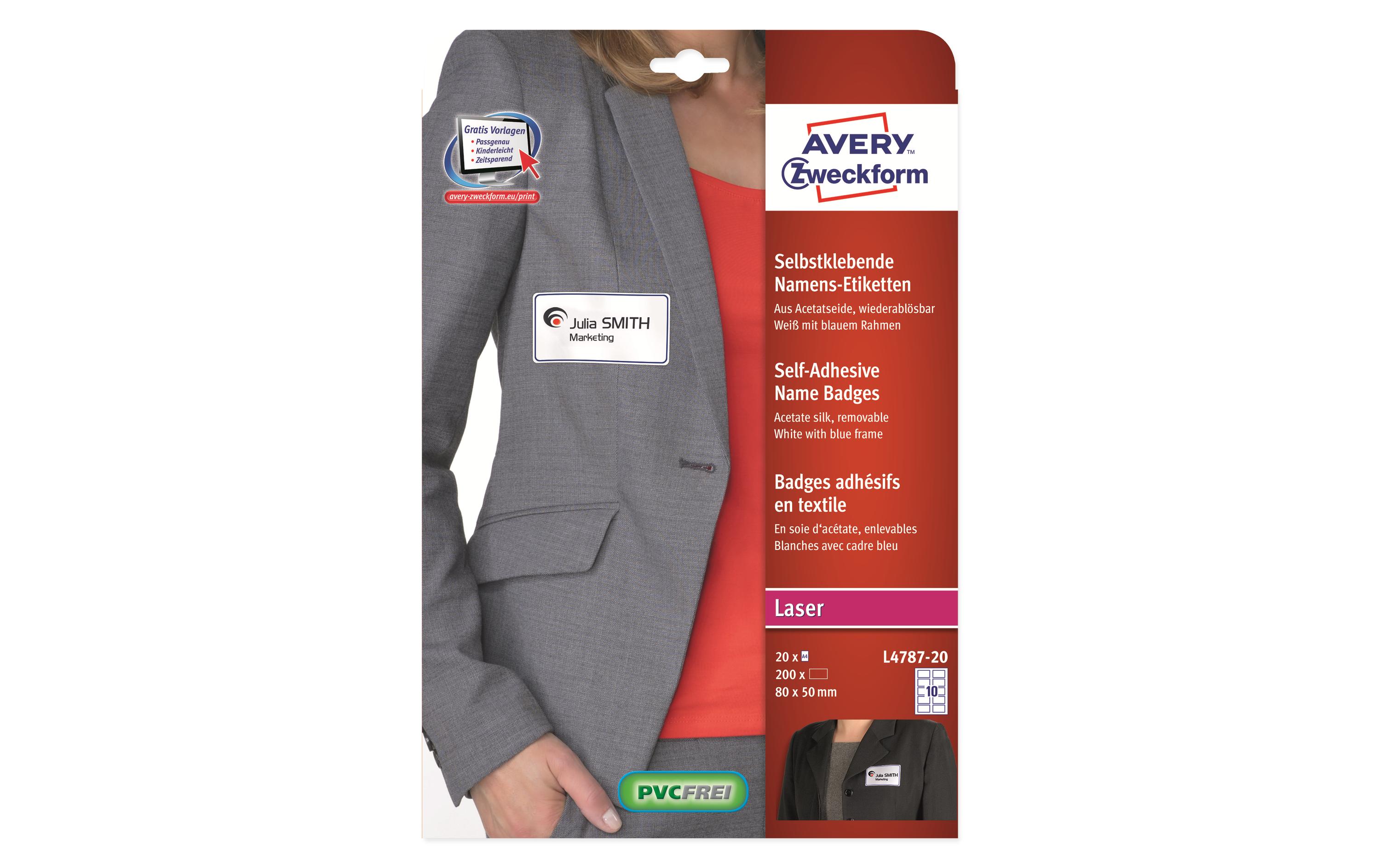 Avery Zweckform Namensetiketten 80 x 50 mm, 20 Blatt Avery Zweckform Namensetiketten 80 x 50 mm, 20 Blatt