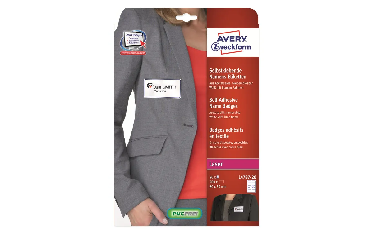 Avery Zweckform Namensetiketten 80 x 50 mm, 20 Blatt Avery Zweckform Namensetiketten 80 x 50 mm, 20 Blatt