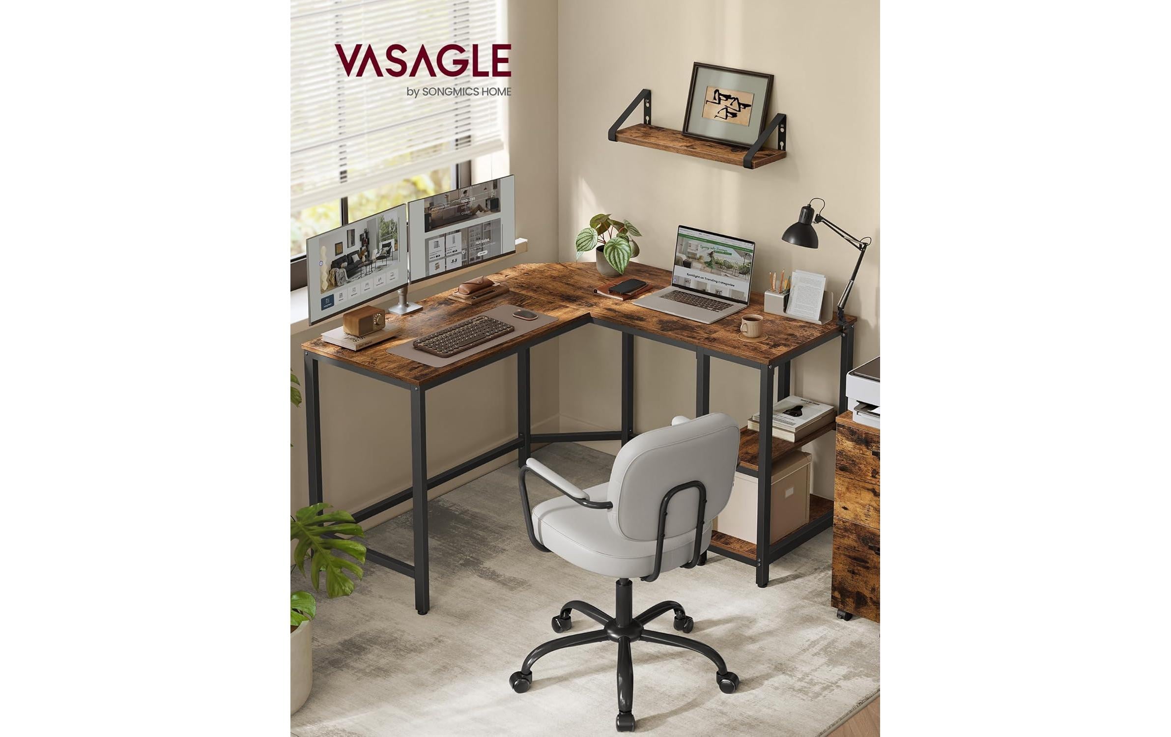 VASAGLE Tisch in L-Form Braun/Schwarz 120 x 130 x 76 cm VASAGLE Tisch in L-Form Braun/Schwarz 120 x 130 x 76 cm