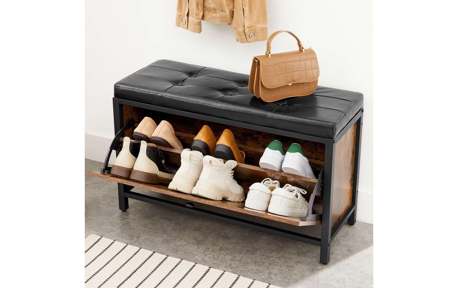 VASAGLE Schuhschrank mit Polster 80 x 51 cm, Braun