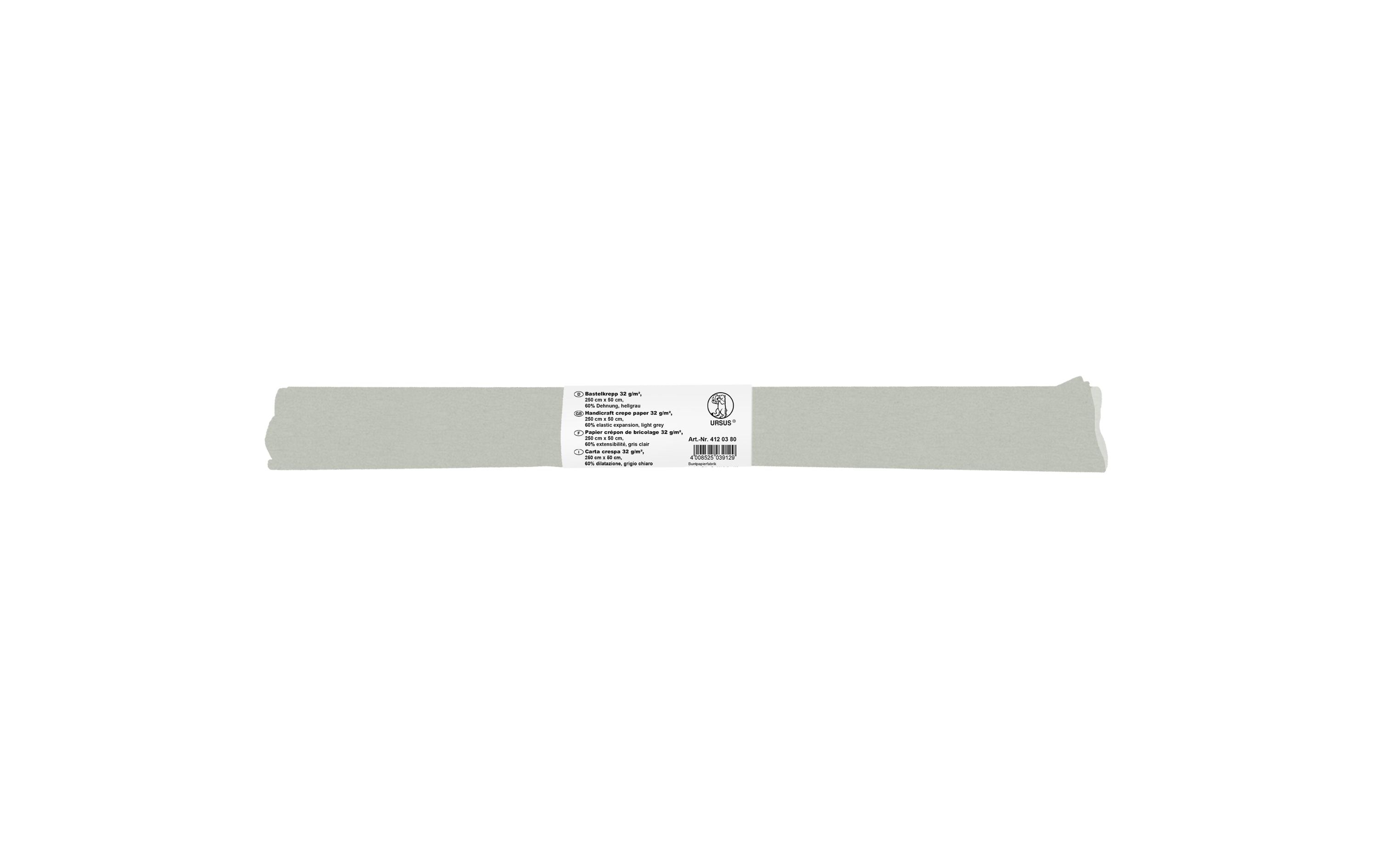 URSUS Krepppapier 50 cm x 2.5 m, 32 g/m², Hellgrau