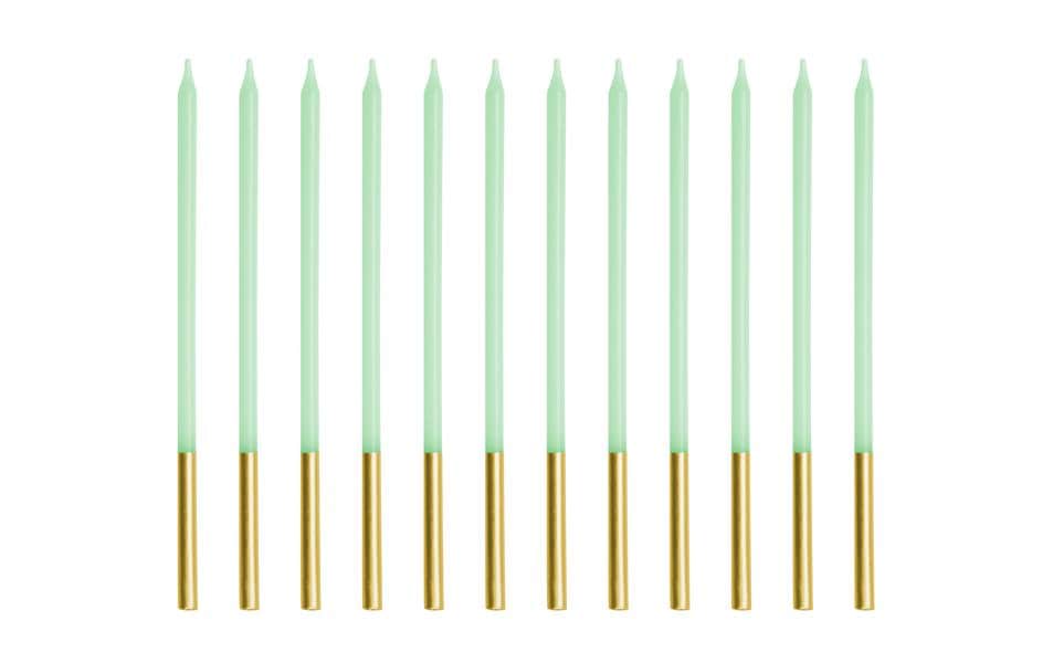 Partydeco Kerze Hellgrün, 14 cm, 12 Stück