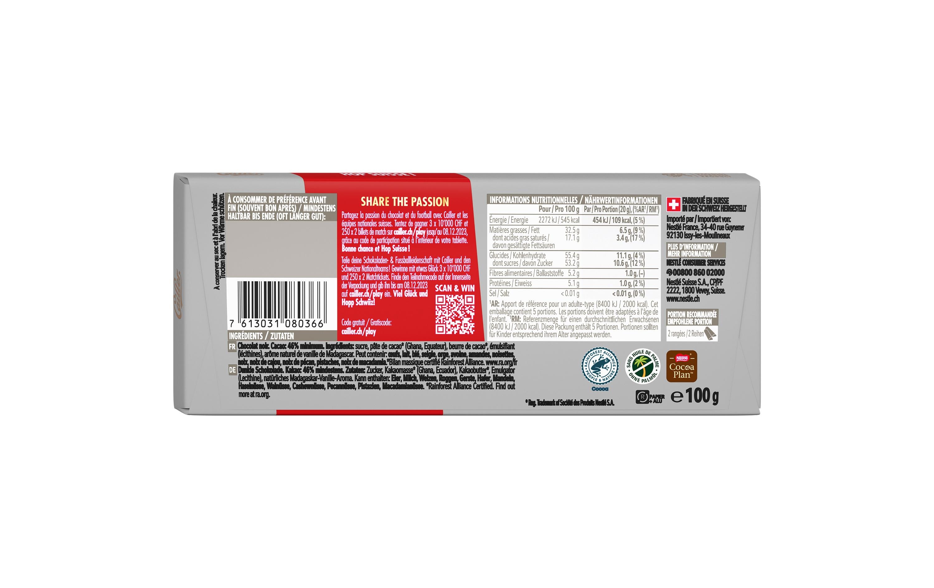 Cailler Tafelschokolade Crémant 100 g