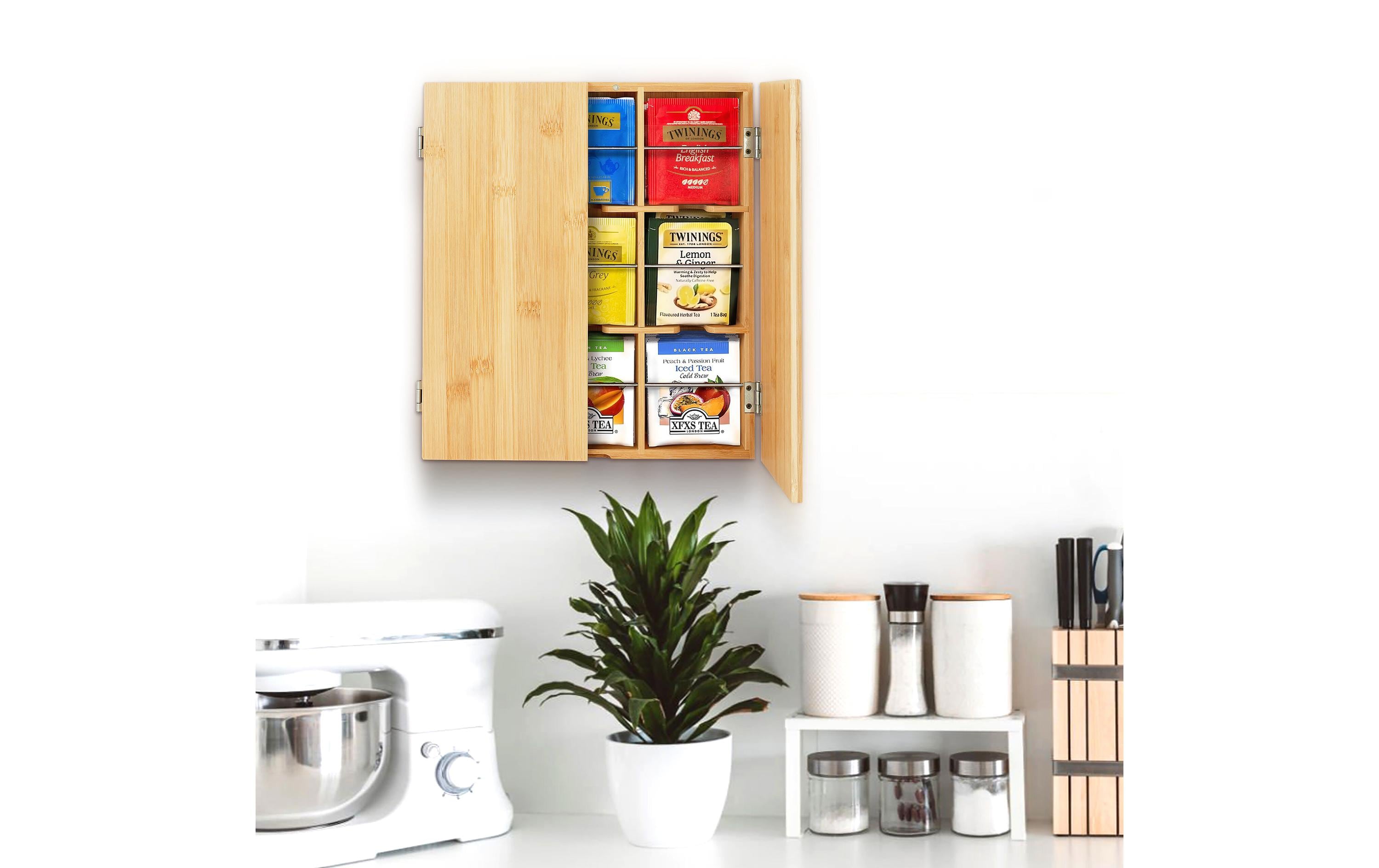 relaxdays Teebeutel-Box Hellbraun