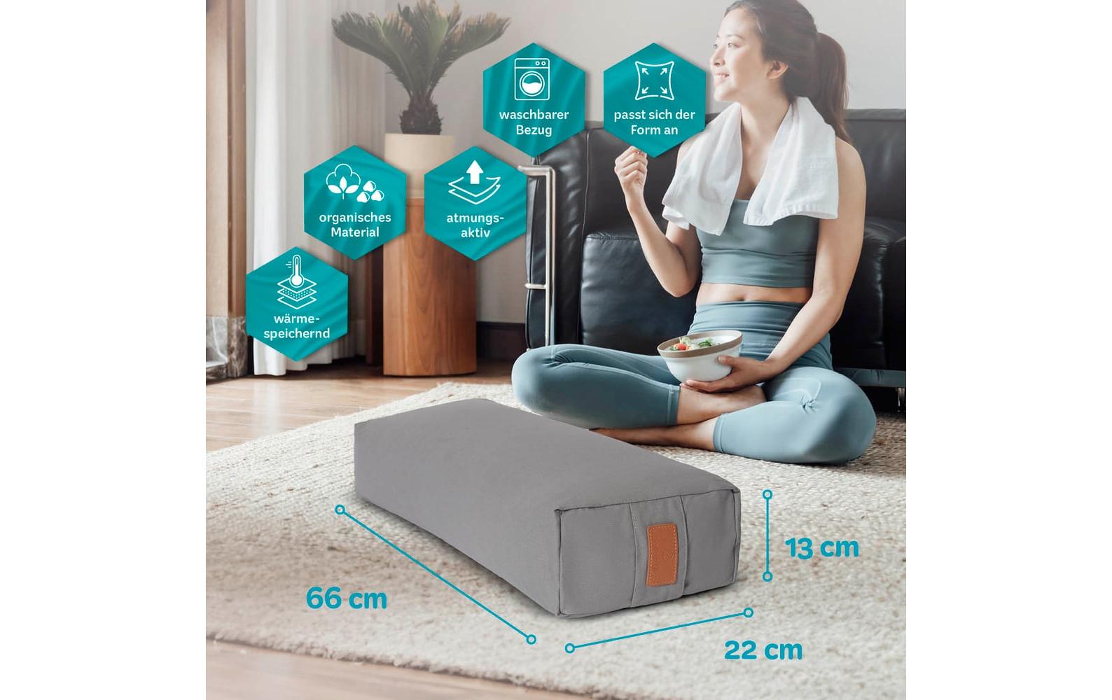 DoYourYoga Yoga-Bolster Paravati Bio-Dinkelspelz, Grau