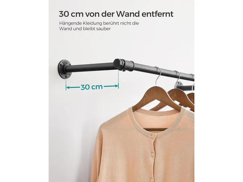 Songmics Wandgarderobe 2 Stück 84 cm x 7 cm, Schwarz